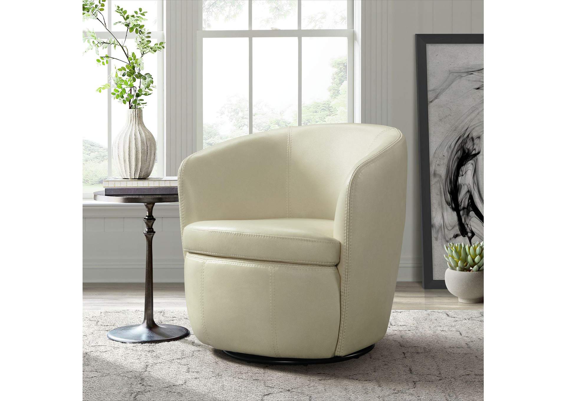 Vito Swivel Chair In Pebble Cream image 1