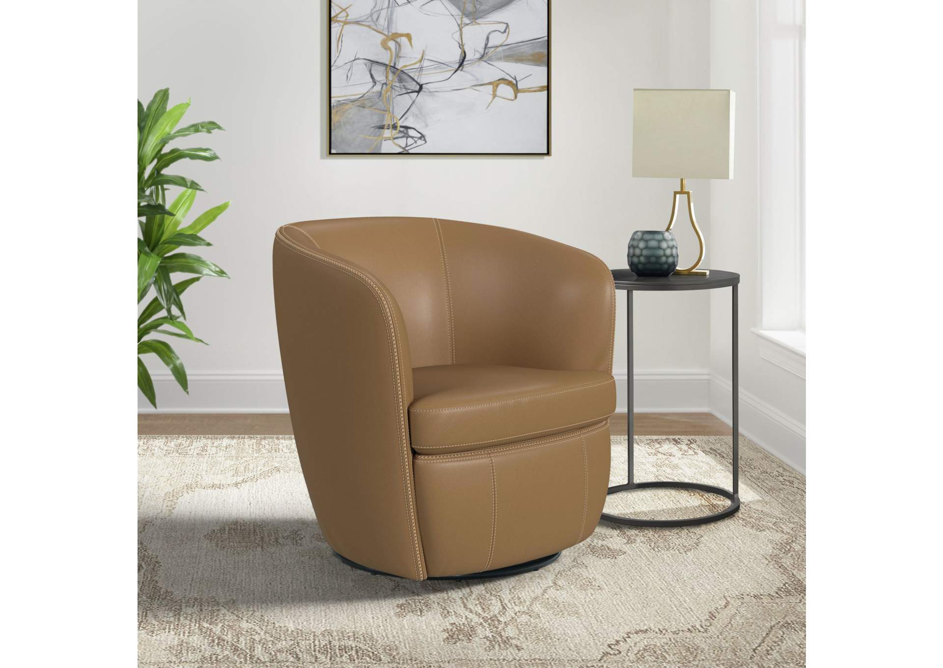 Vito Swivel Chair In Pebble Tan image 1