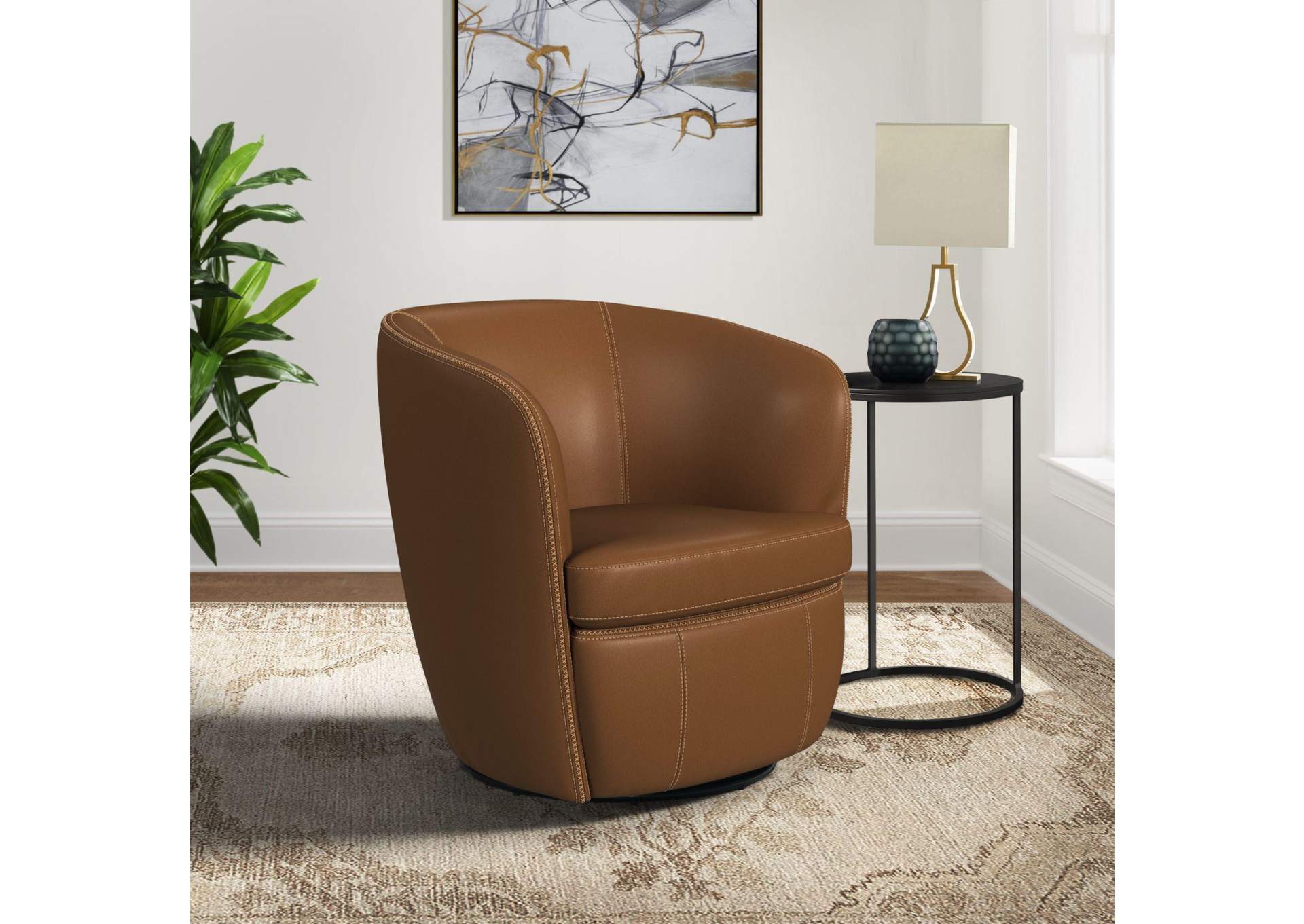 Vito Swivel Chair In Pebble Tan image 1