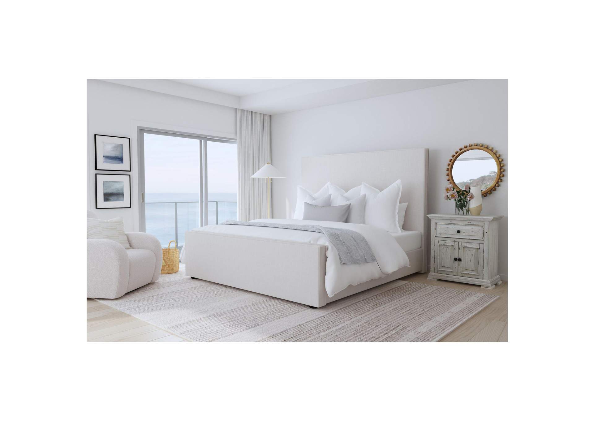 Viv Queen Upholstered Bed In Linen image 1