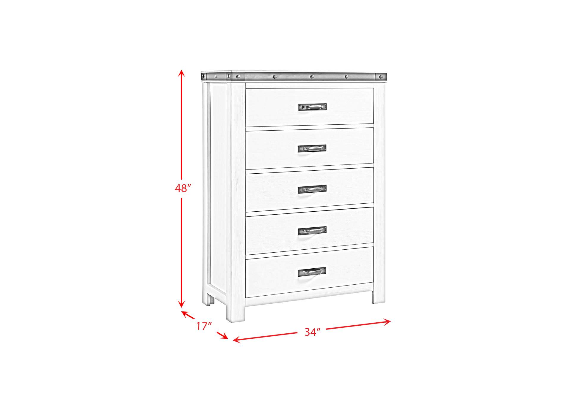 Wade Youth 5 - Drawer Chest In White