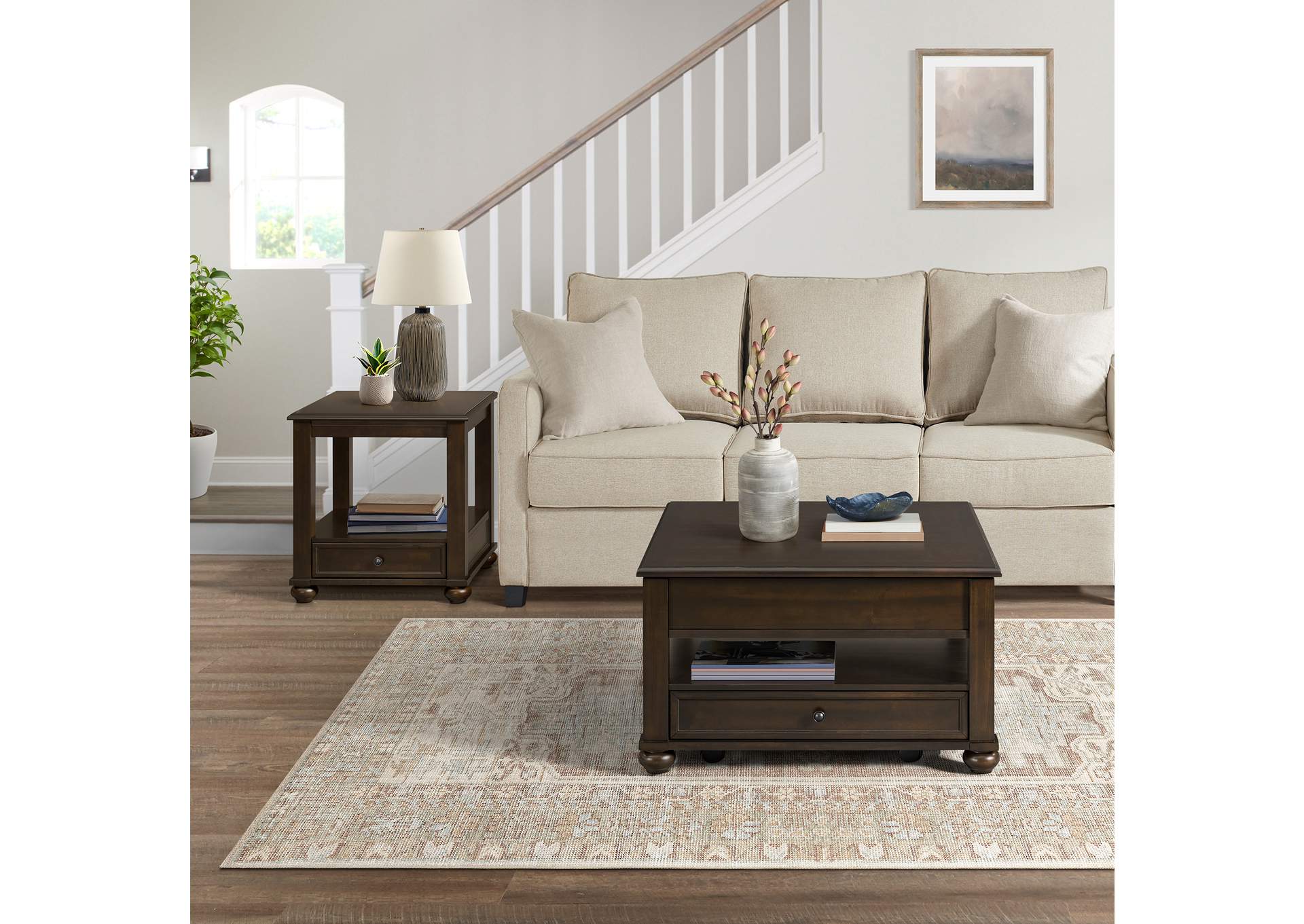 Wagner 2 Piece Occasional Table Set In Cherry - Square Lift - Top Coffee Table End Table image 1