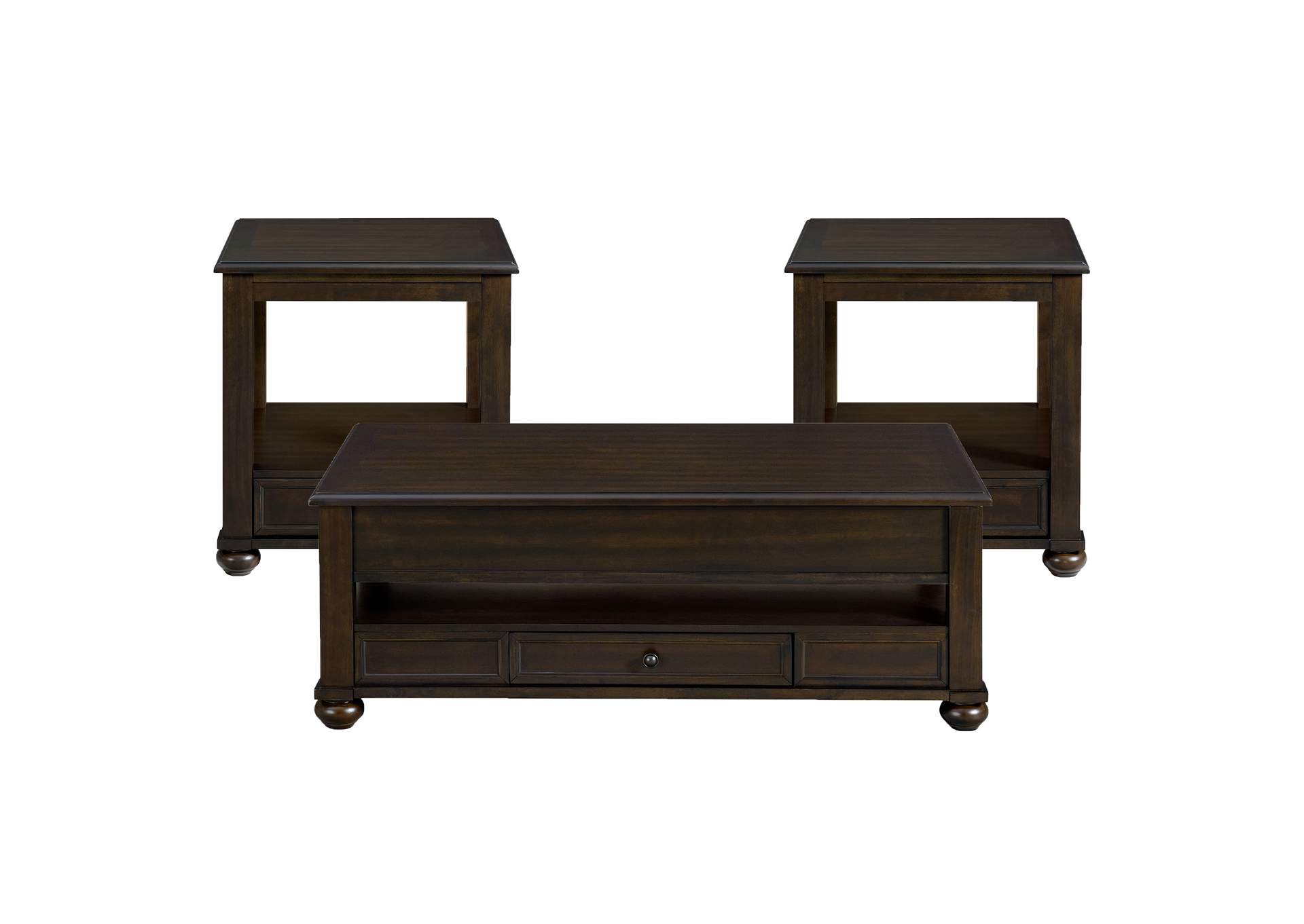 Wagner 3 Piece Occasional Table Set In Cherry - Rectangular Lift - Top Coffee Table Two End Table image 5