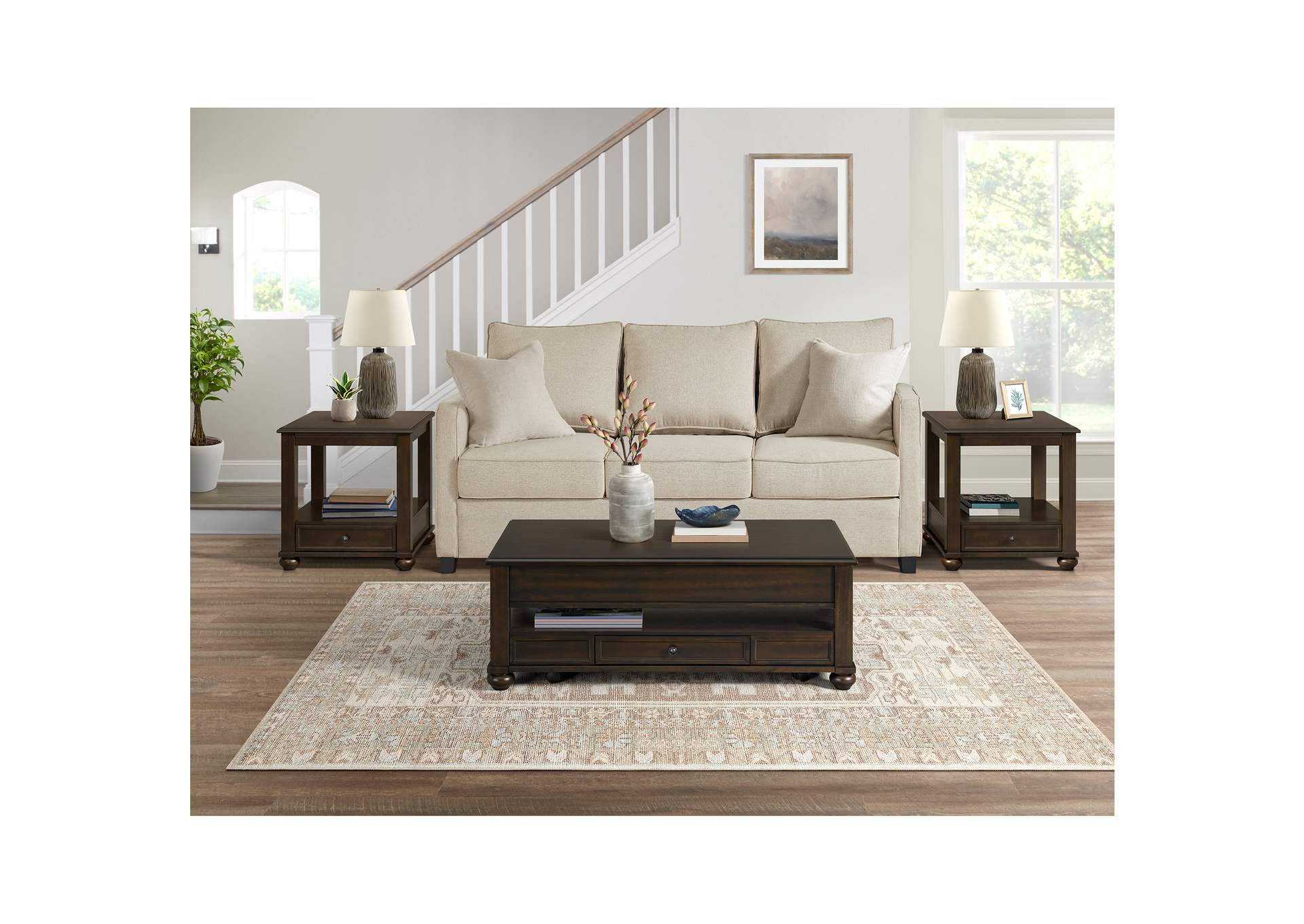Wagner Rectangular Lift - Top Coffee Table With Casters In Cherry image 1