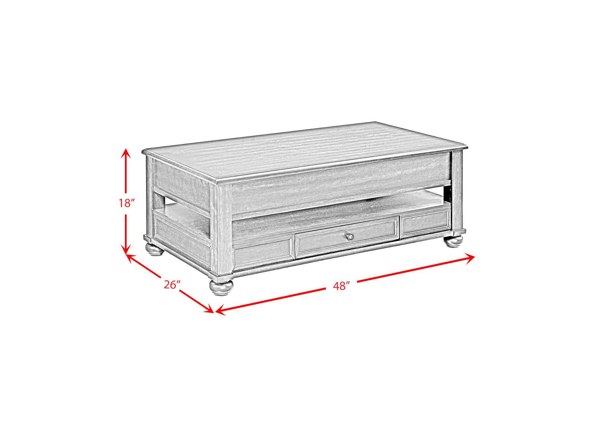 Wagner Rectangular Lift - Top Coffee Table With Casters In Cherry image 11