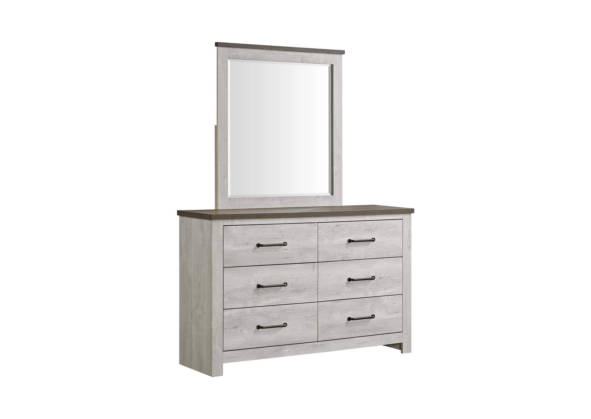 Watters Dresser And Mirror Set In Dark Grey And White Wash image 3