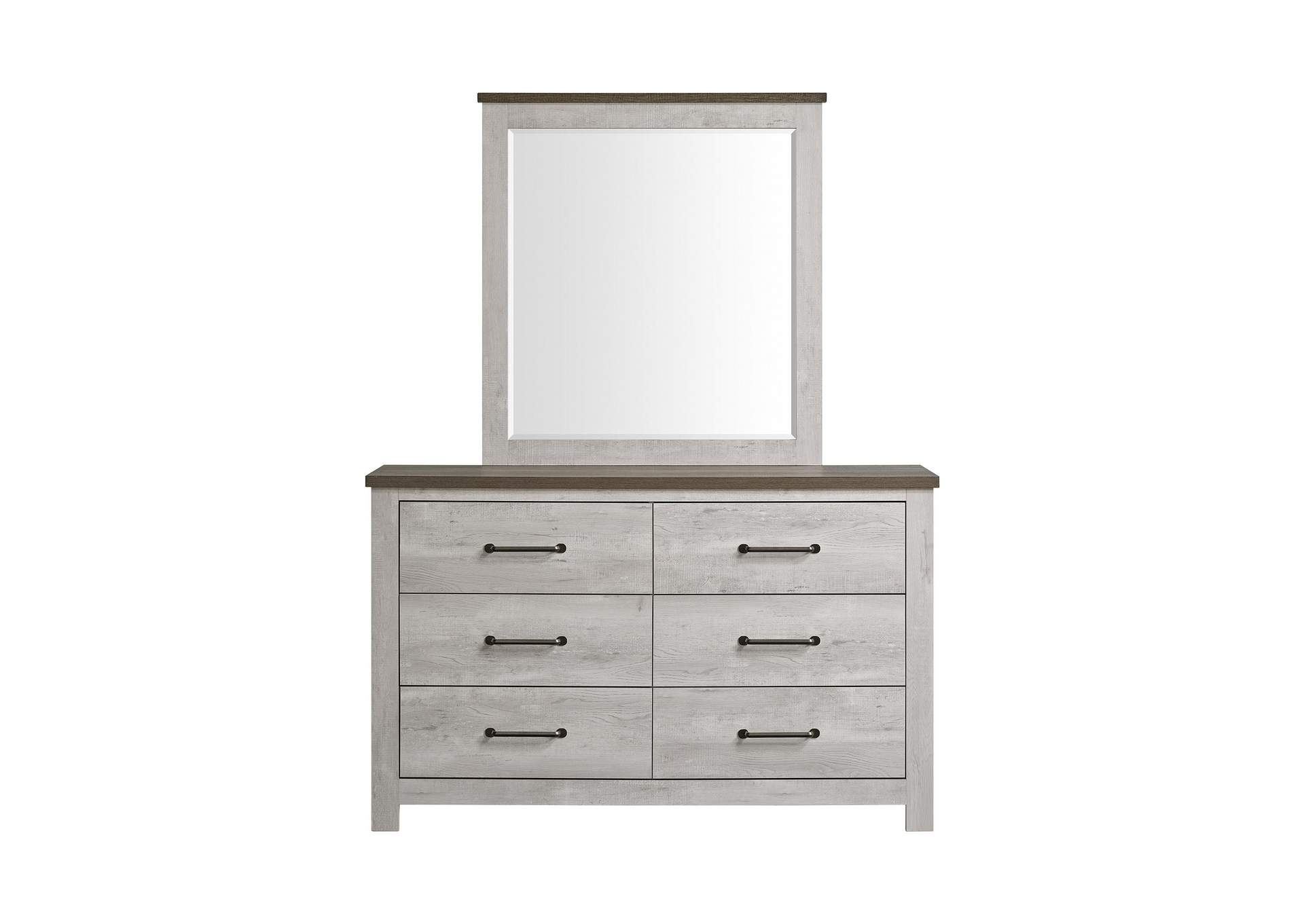 Watters Dresser And Mirror Set In Dark Grey And White Wash image 4