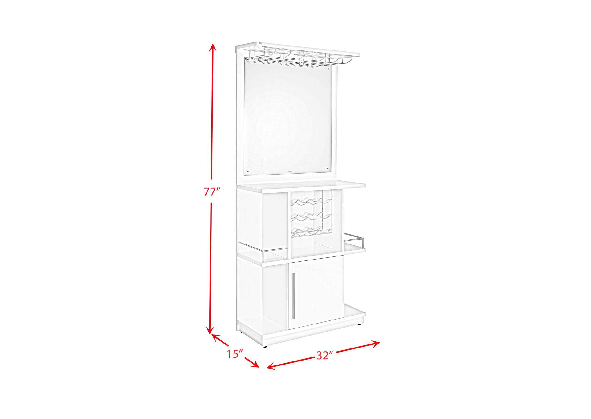 Wendolyn Wine Cabinet With Light In Glossy White image 11