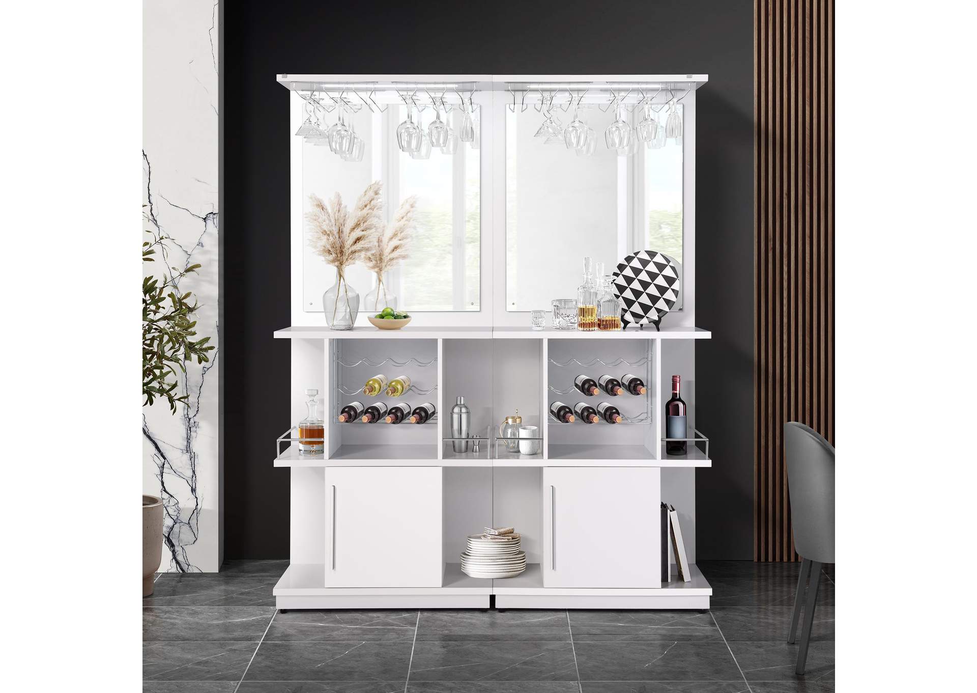 Wendolyn Wine Cabinet With Light In Glossy White image 1
