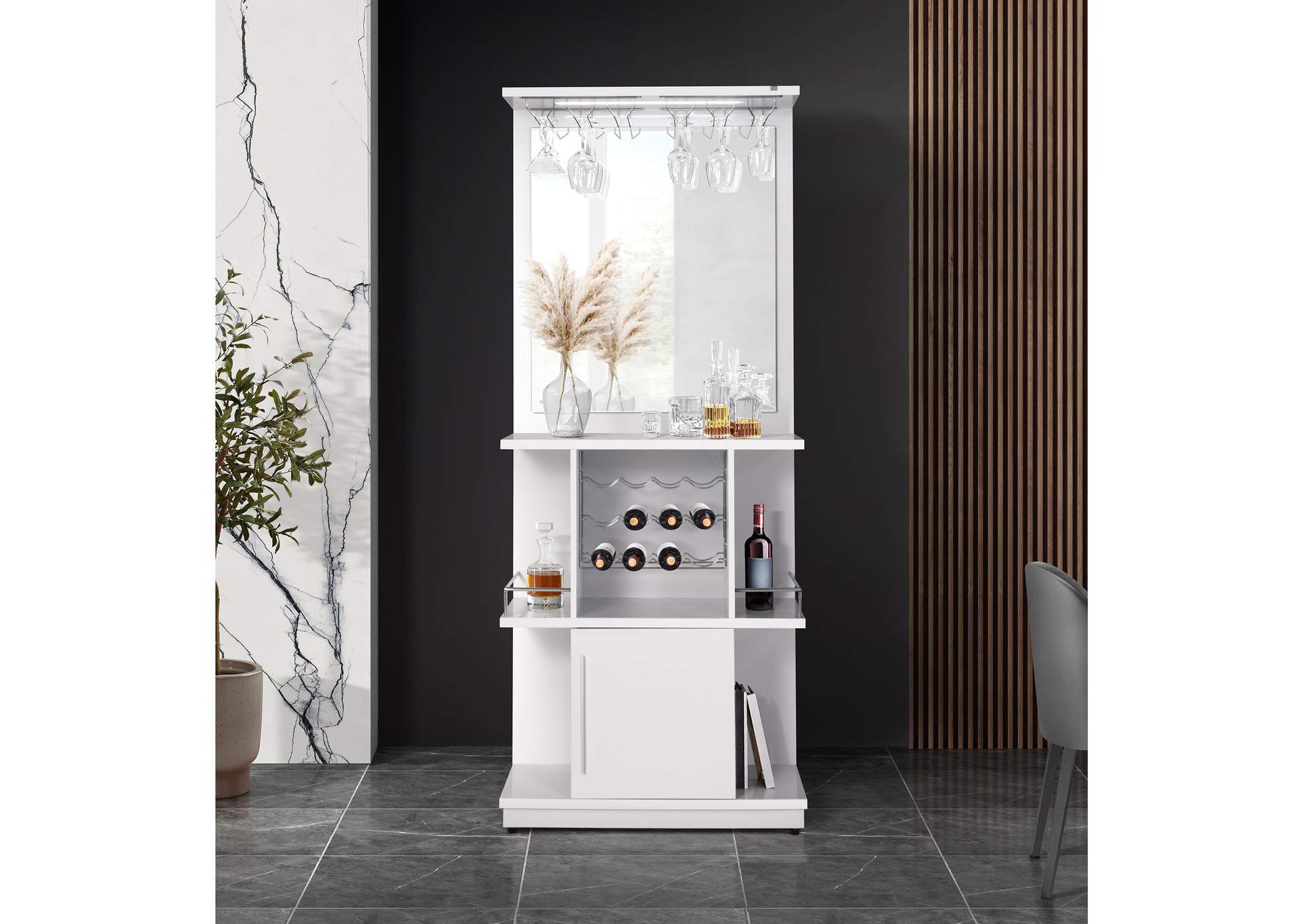 Wendolyn Wine Cabinet With Light In Glossy White image 1