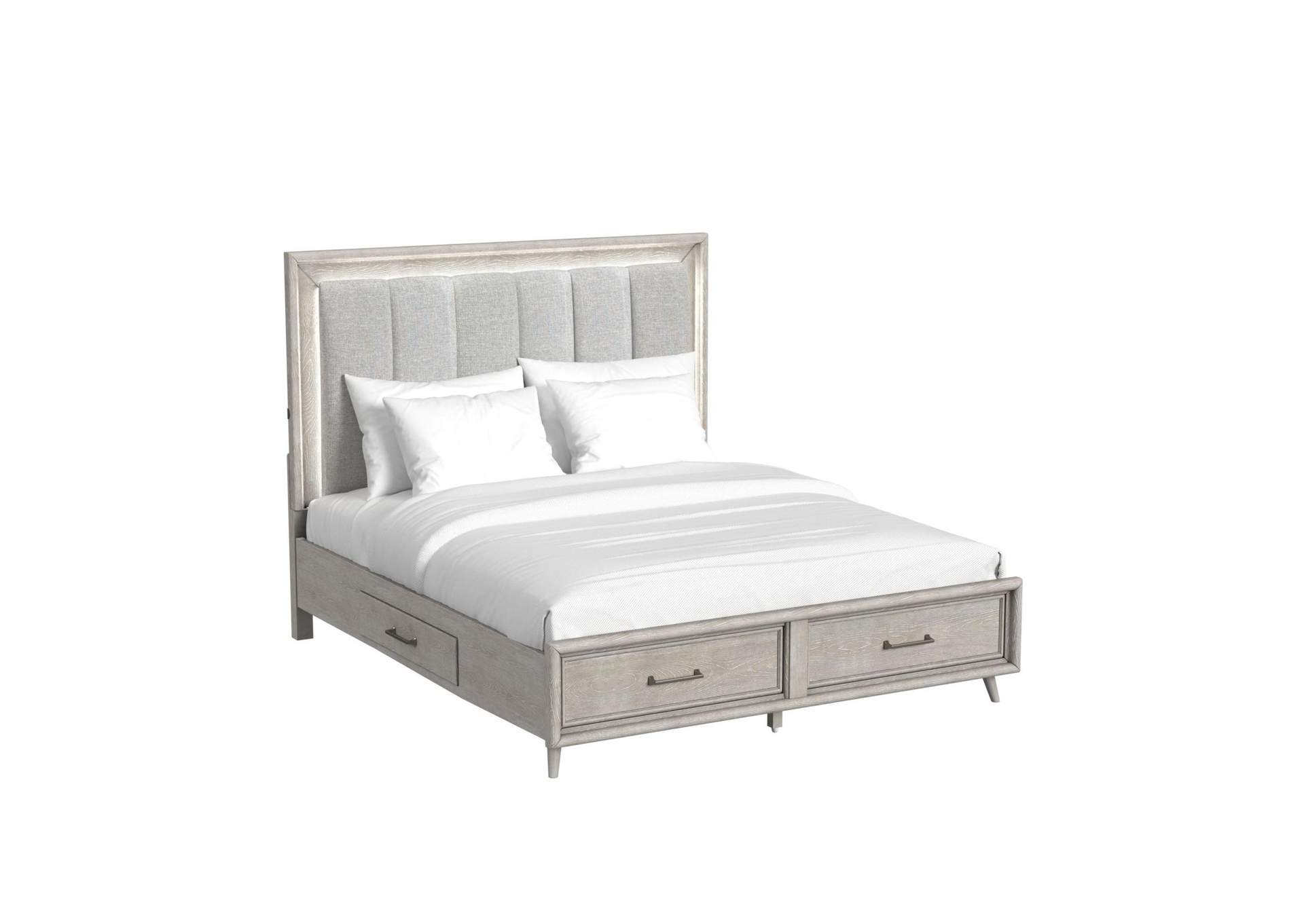 Westlake California King Upholstery Storage Bed With Led In Grey image 4