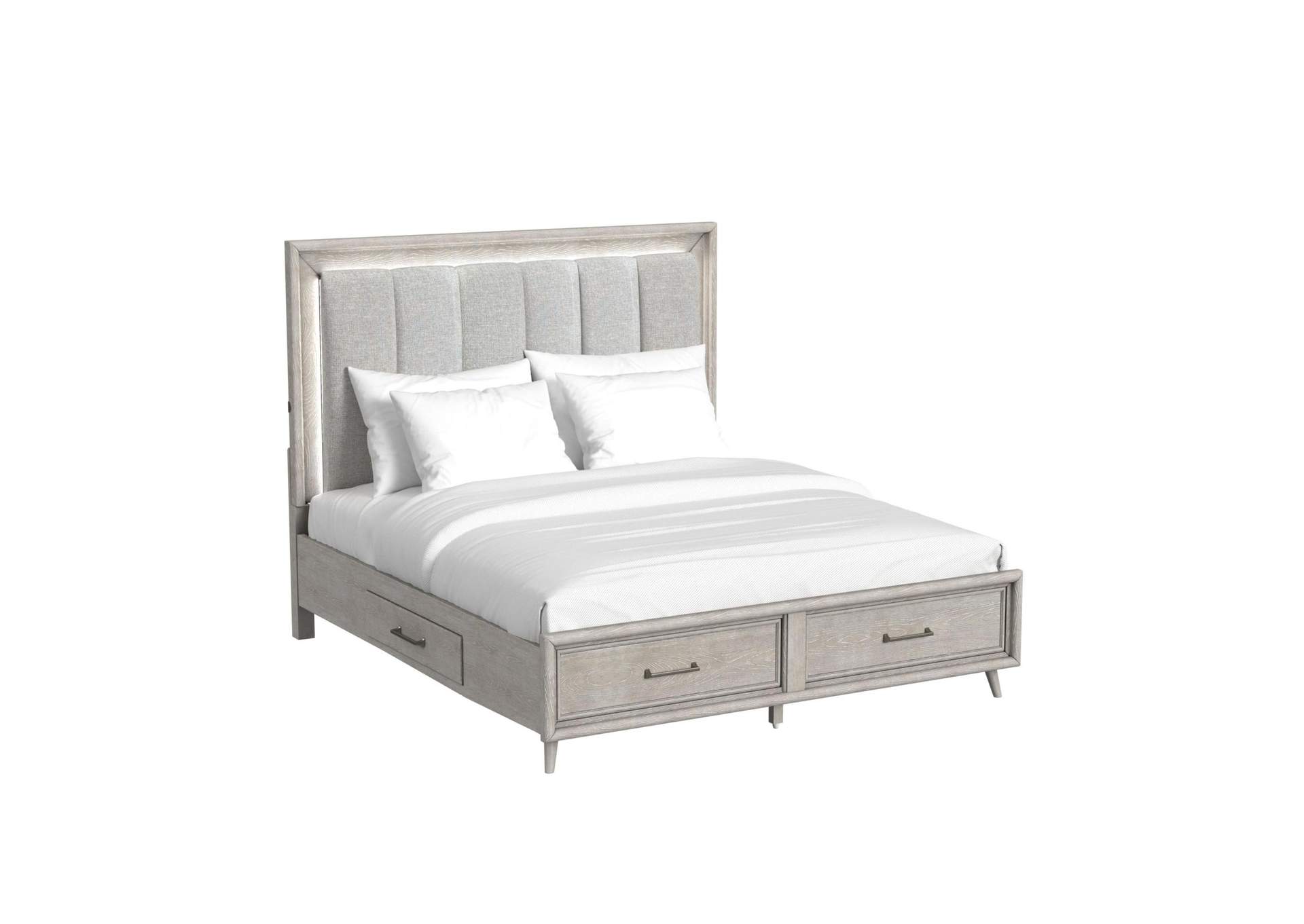 Westlake King Upholstery Storage Bed With Led In Grey image 4