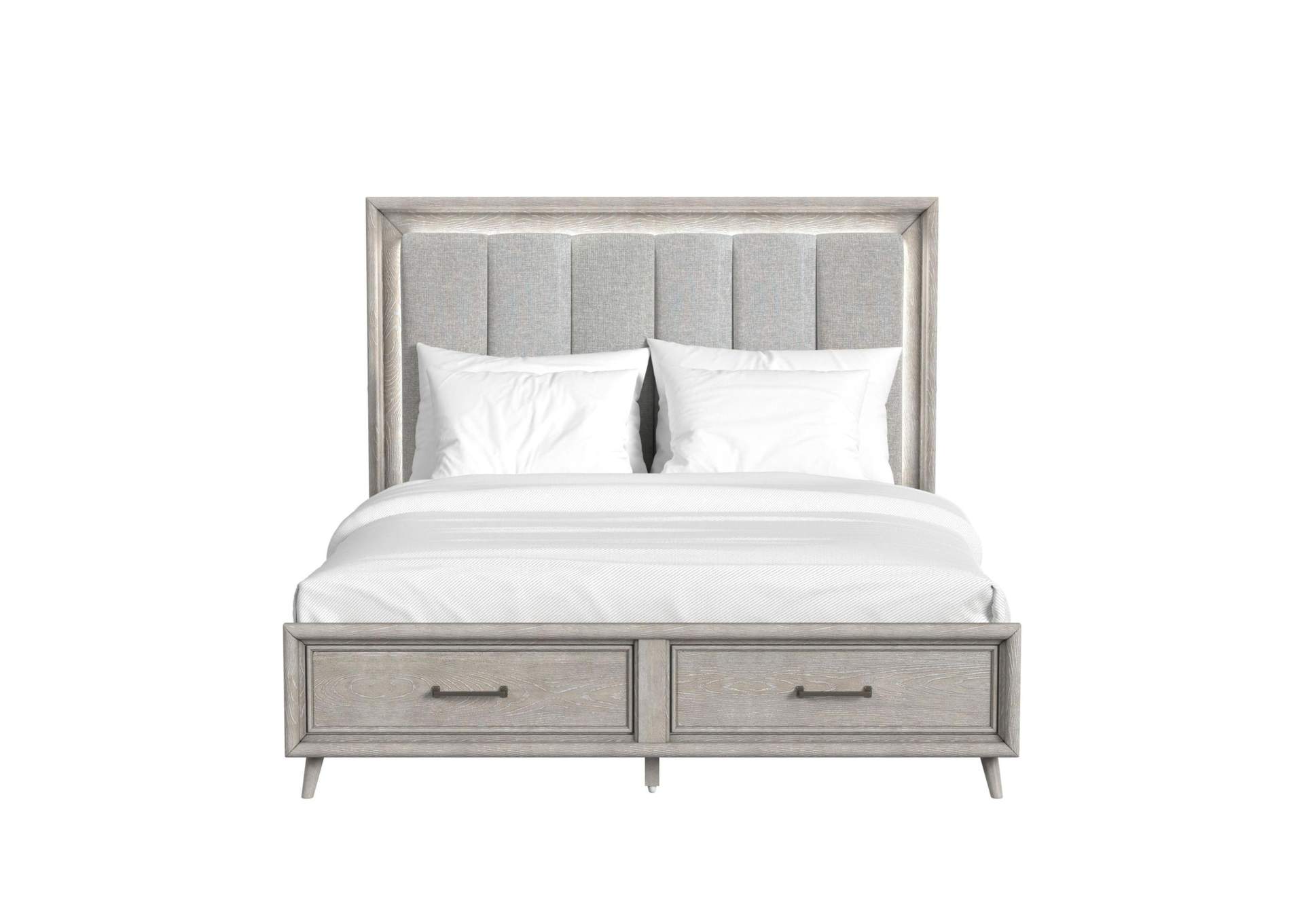 Westlake King Upholstery Storage Bed With Led In Grey image 5