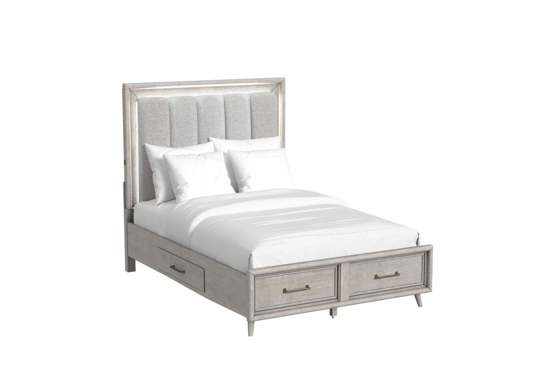 Westlake Queen Upholstery Storage Bed With Led In Grey image 4