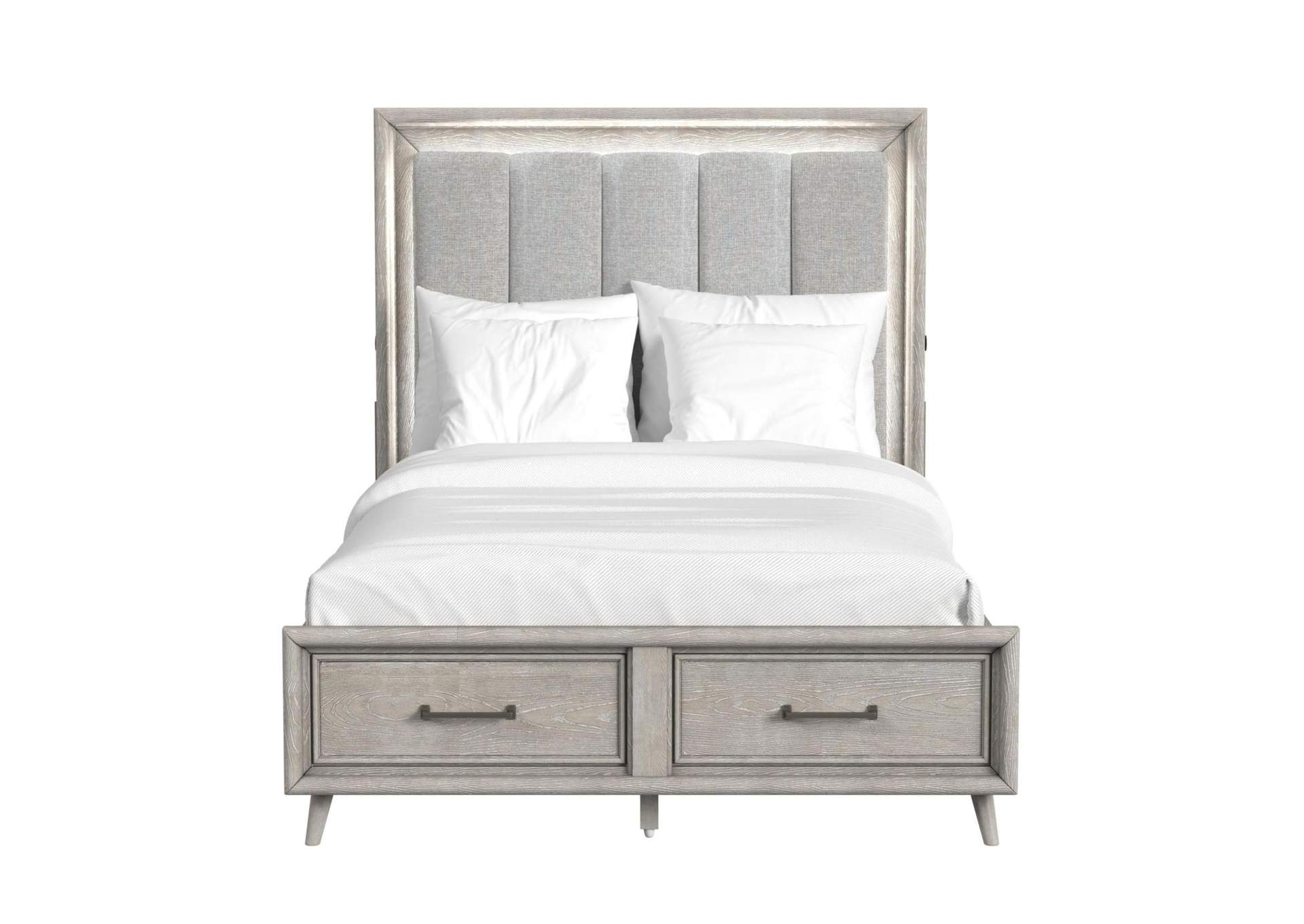 Westlake Queen Upholstery Storage Bed With Led In Grey image 5