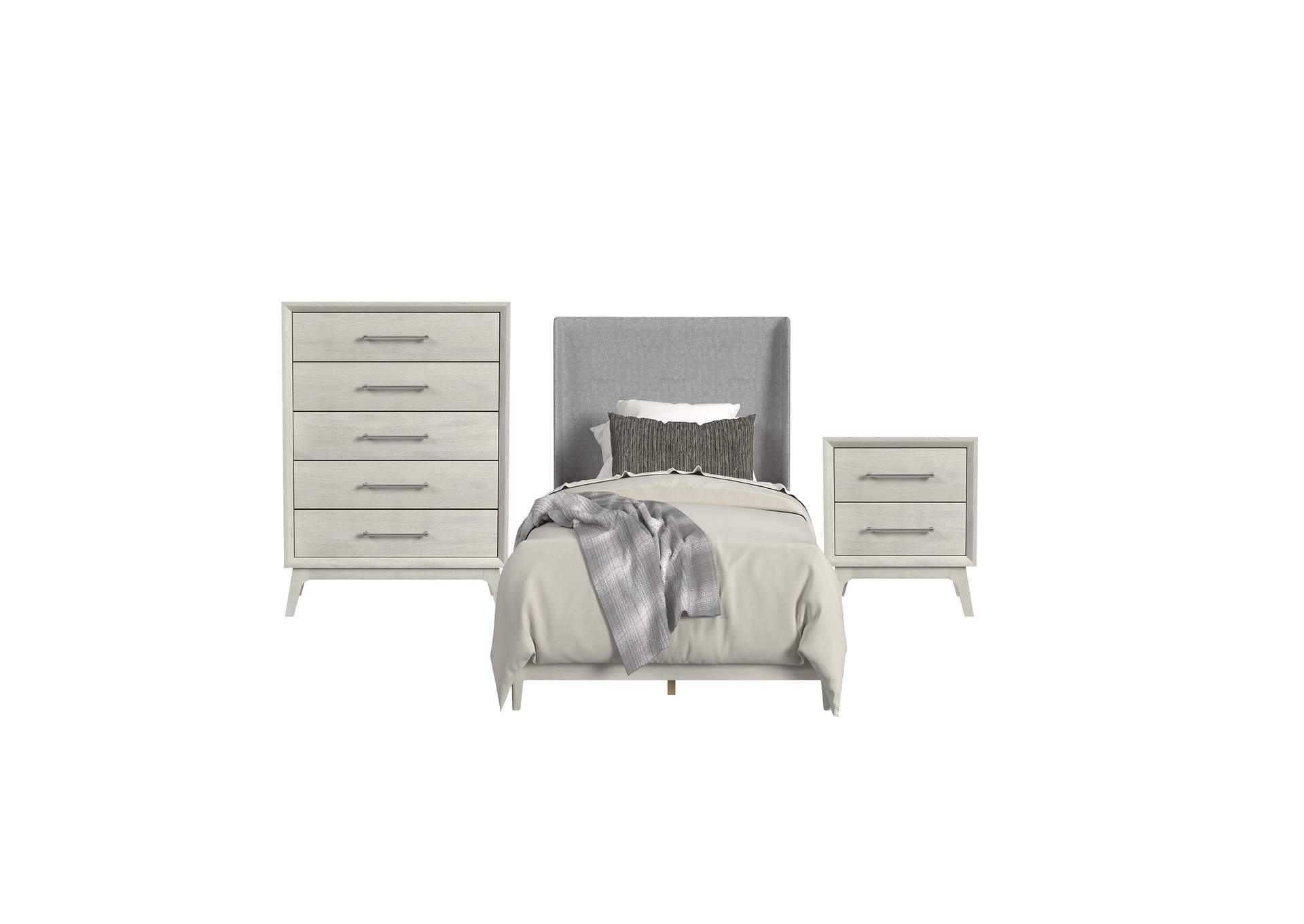 Westland Twin Upholstered 3 Piece Bedroom Set With Grey Fabric In Almond image 6