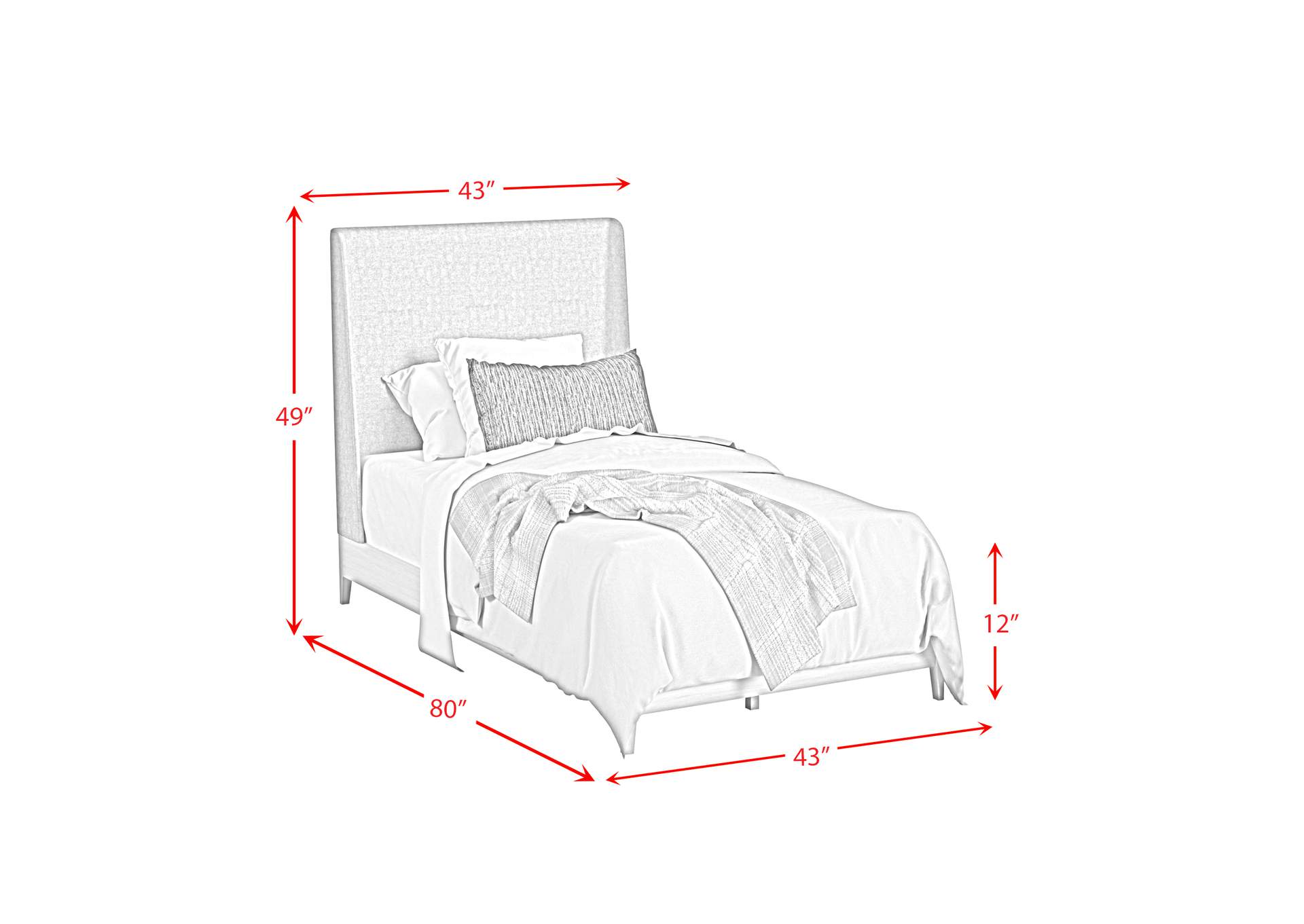 Westland Twin Upholstered 3 Piece Bedroom Set With Grey Fabric In Almond image 12
