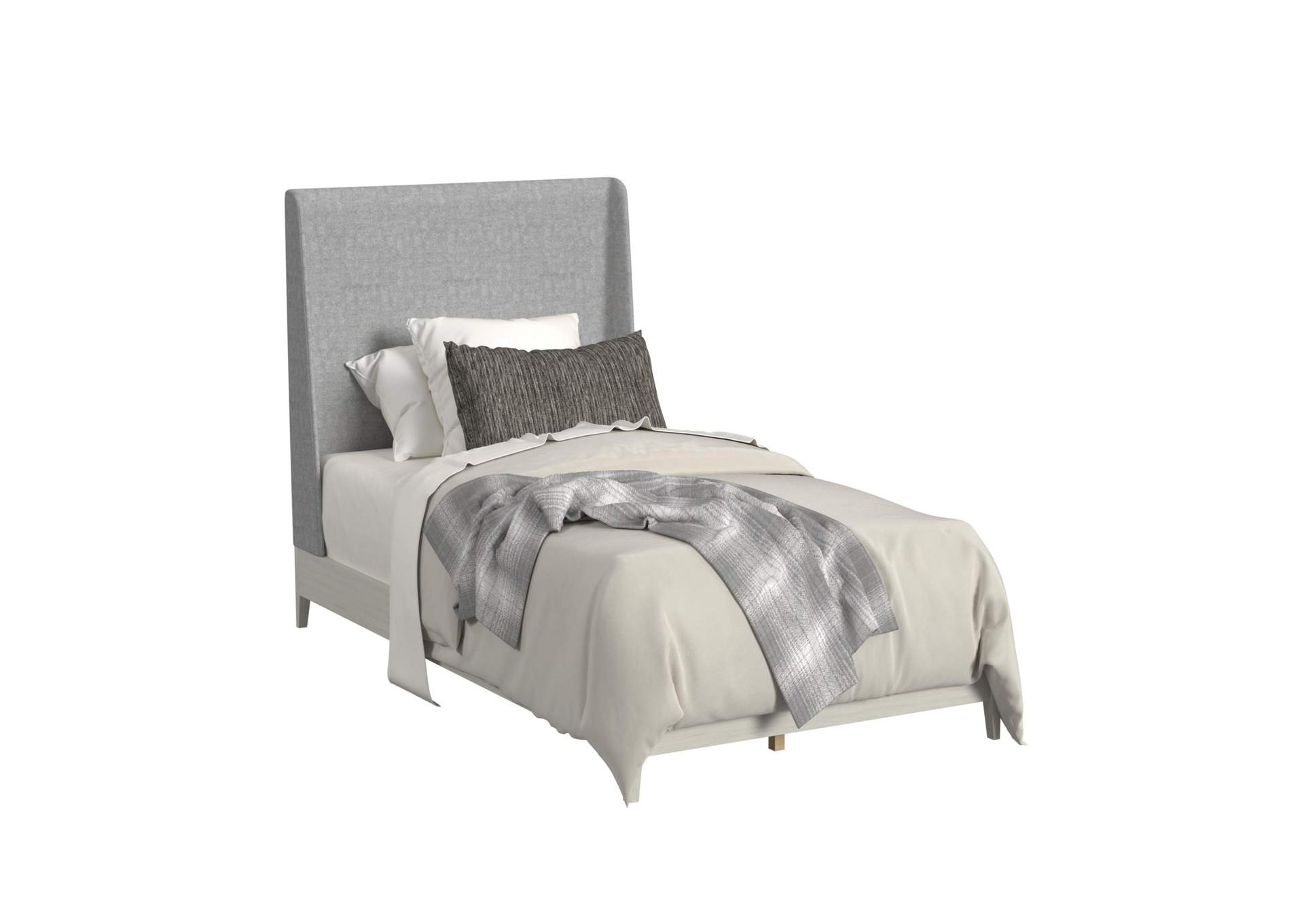 Westland Twin Upholstered 3 Piece Bedroom Set With Grey Fabric In Almond image 3