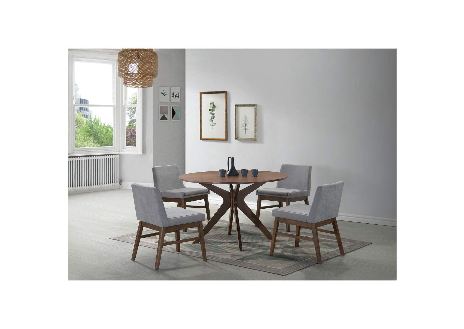 Weston Upholstery Side Chair Walnut With Smoke Fabric 2 Per Pack image 1