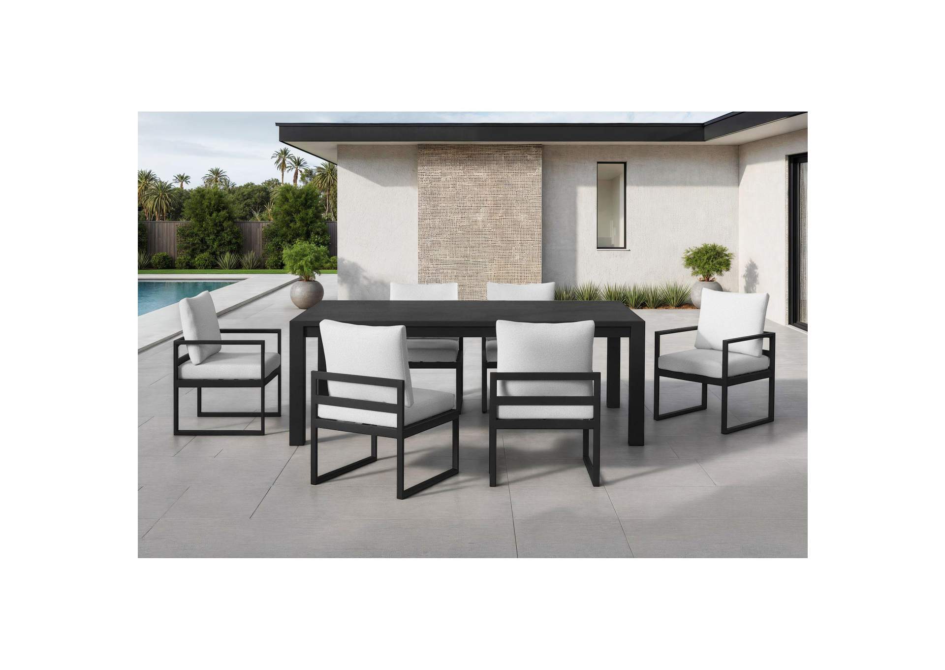 Whistler Dining Arm Chair With Olefin Beige In Whistler Black 2 Per Carton image 1