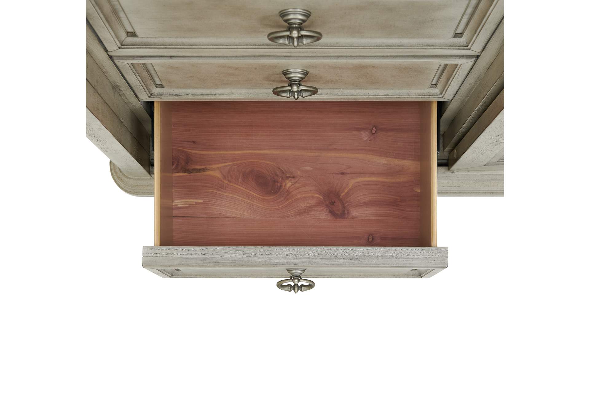 Whit - Ash 5 - Drawer Door Chest In Light Grey