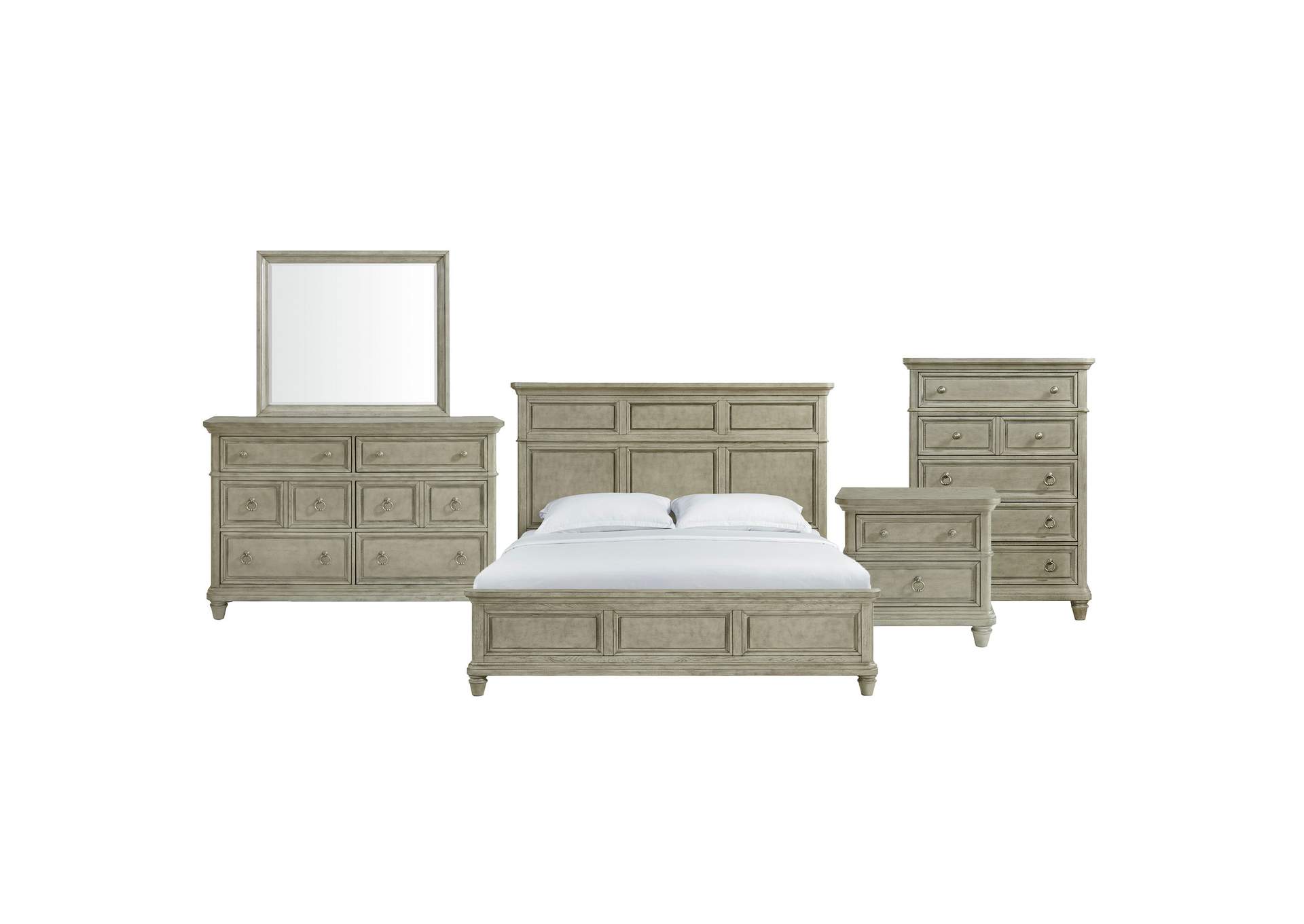 Whit - Ash King Panel 5 Piece Bedroom Set In Light Grey image 18