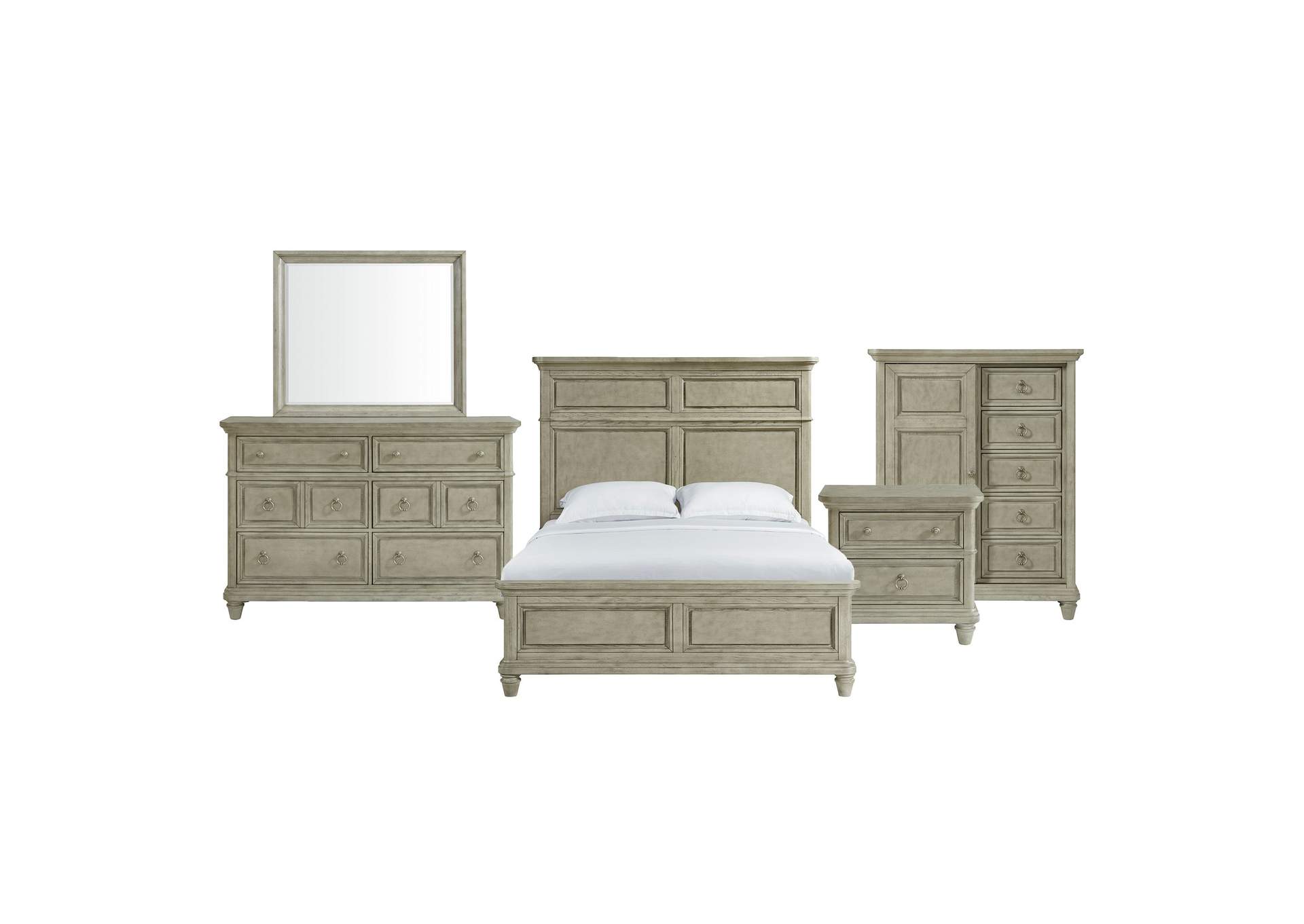 Whit - Ash Queen Panel 5 Piece Bedroom Set With Door Chest In Light Grey image 23