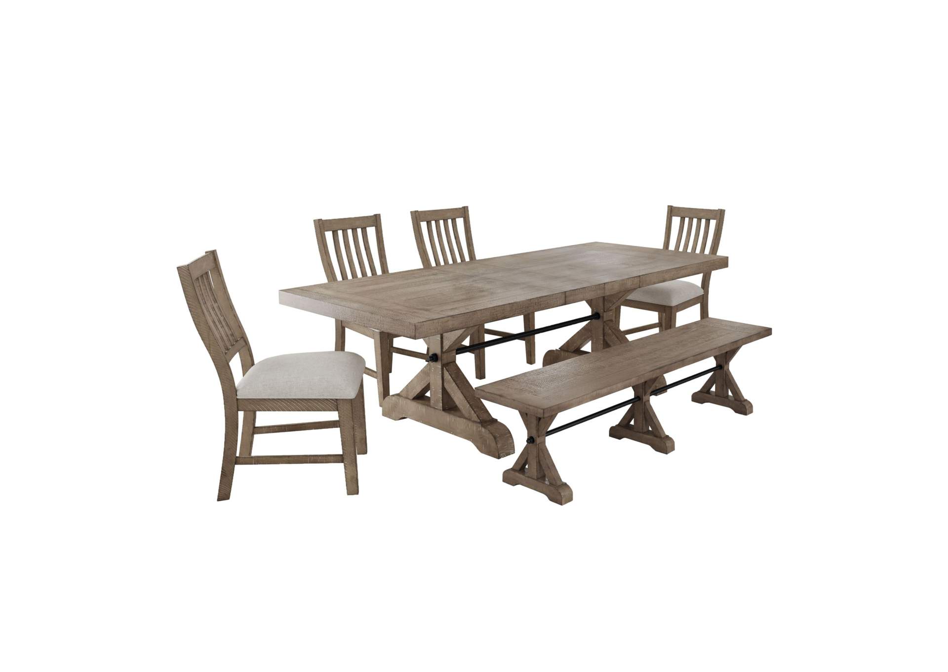 Yellowstone 6 Piece Standard Height Dining Set In Medium Brown - Table Four Chairs Bench image 6