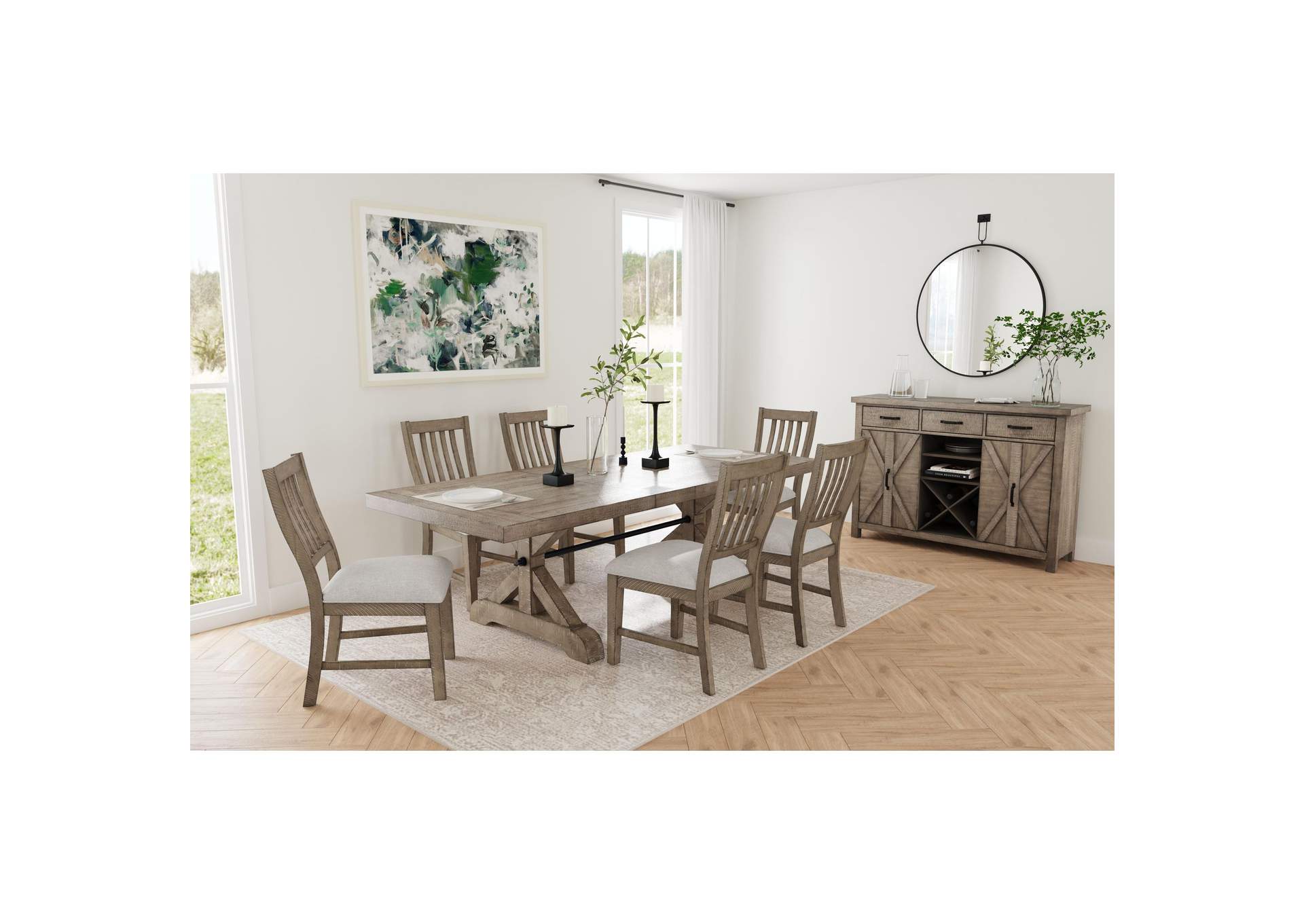 Yellowstone 7 Piece Standard Height Dining Set In Medium Brown - Table And Six Chairs image 1