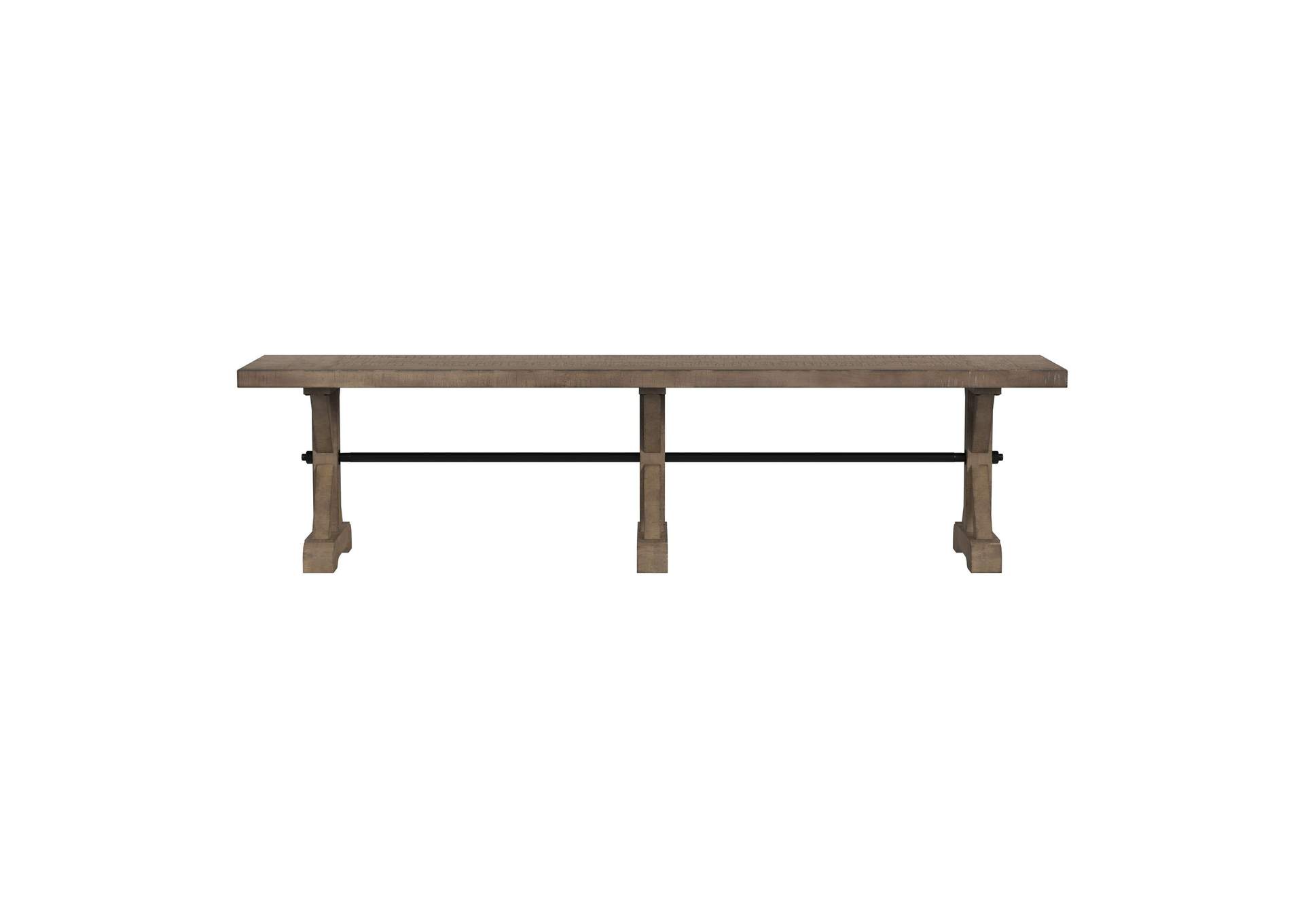 Yellowstone Dining Bench With Metal Bar Cross In Medium Brown image 4