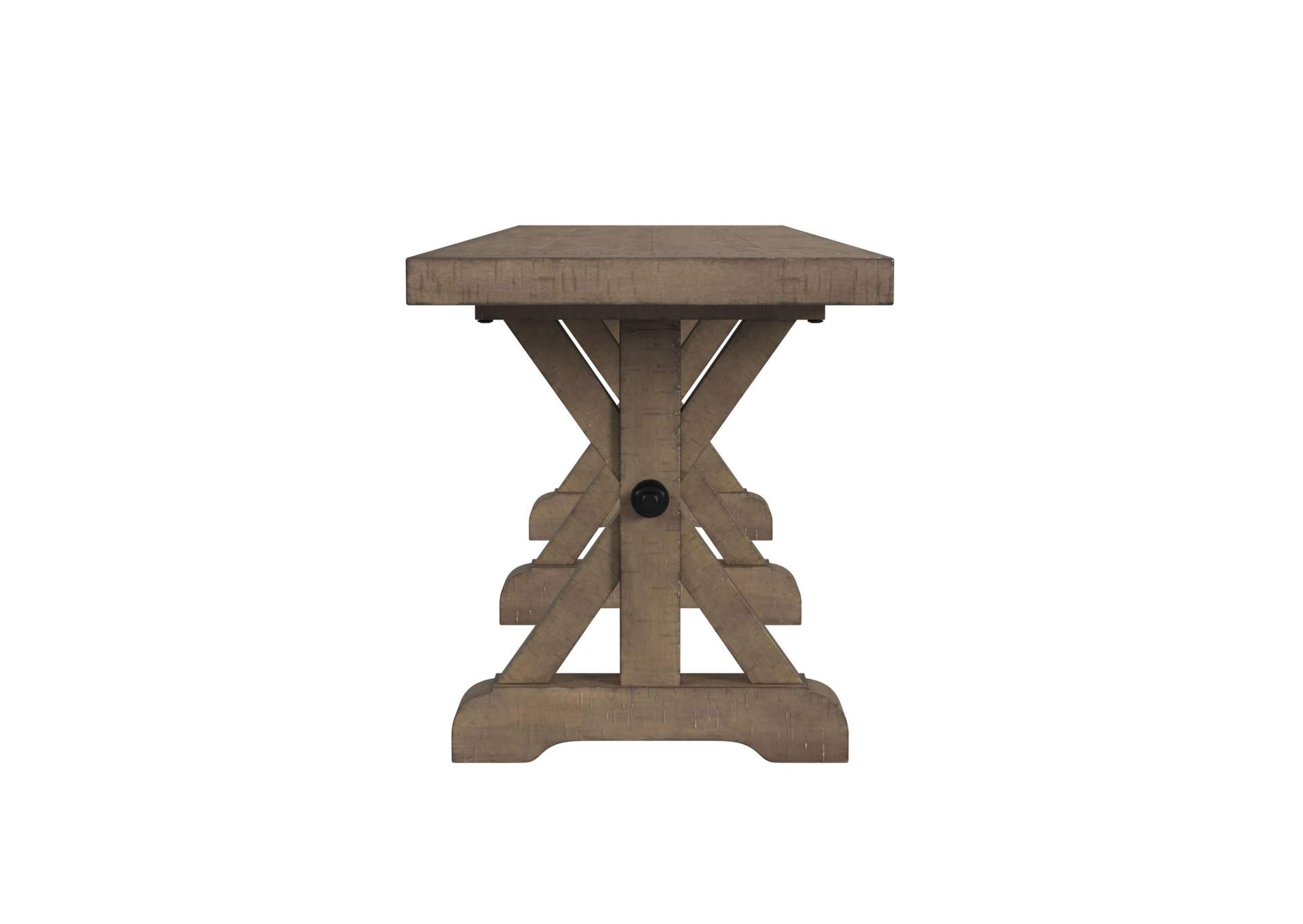Yellowstone Dining Bench With Metal Bar Cross In Medium Brown image 5