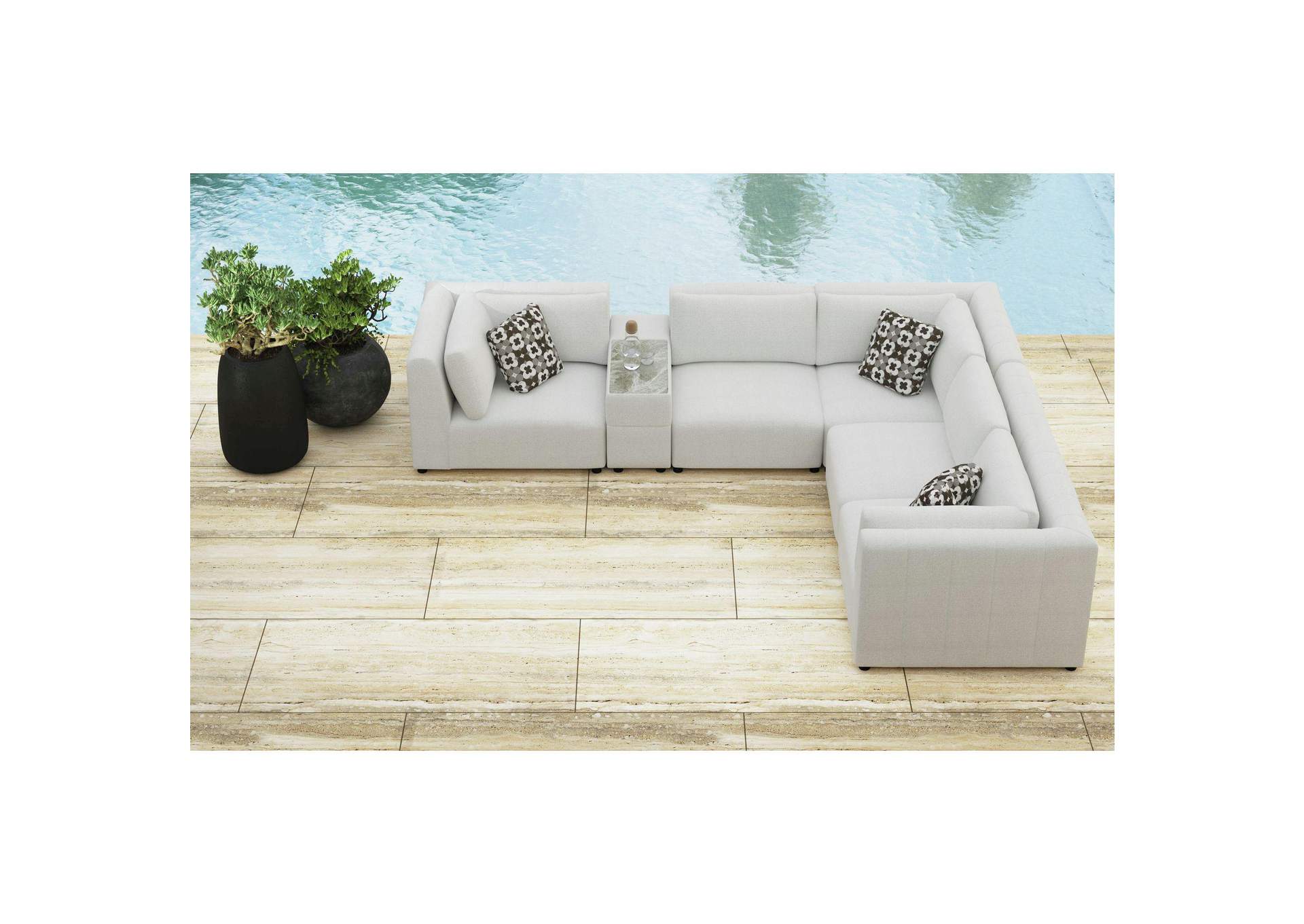 Zandara Modular Console With Speaker And Cooler - Olefin Beige image 1