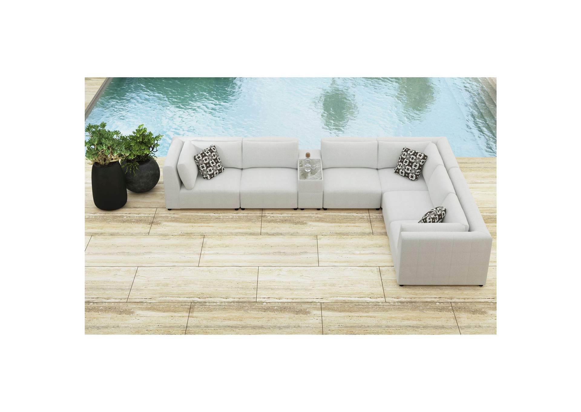 Zandara Modular Console With Speaker And Cooler - Olefin Beige image 1