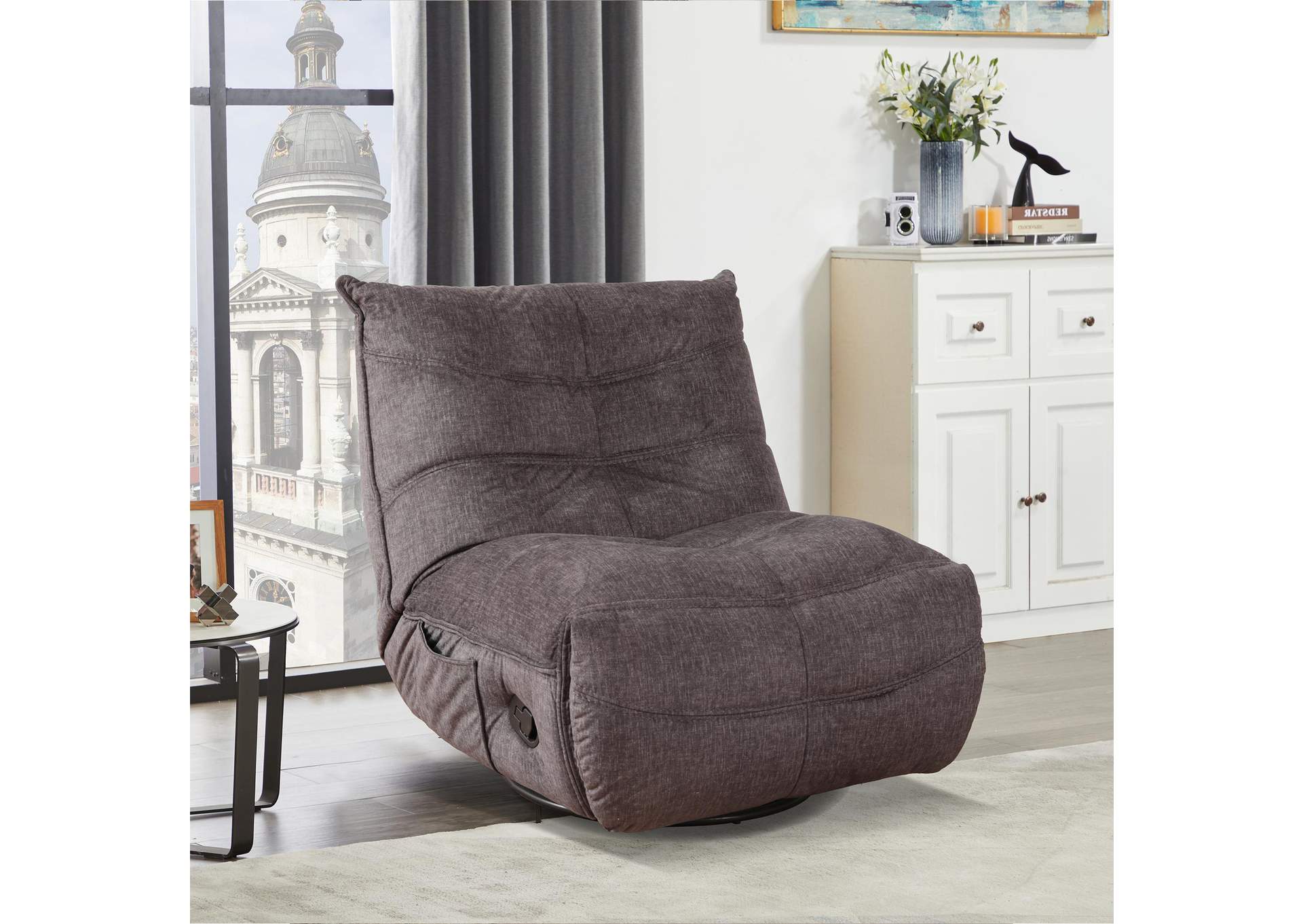 Zara Swivel Recliner In Lugano Grey image 1