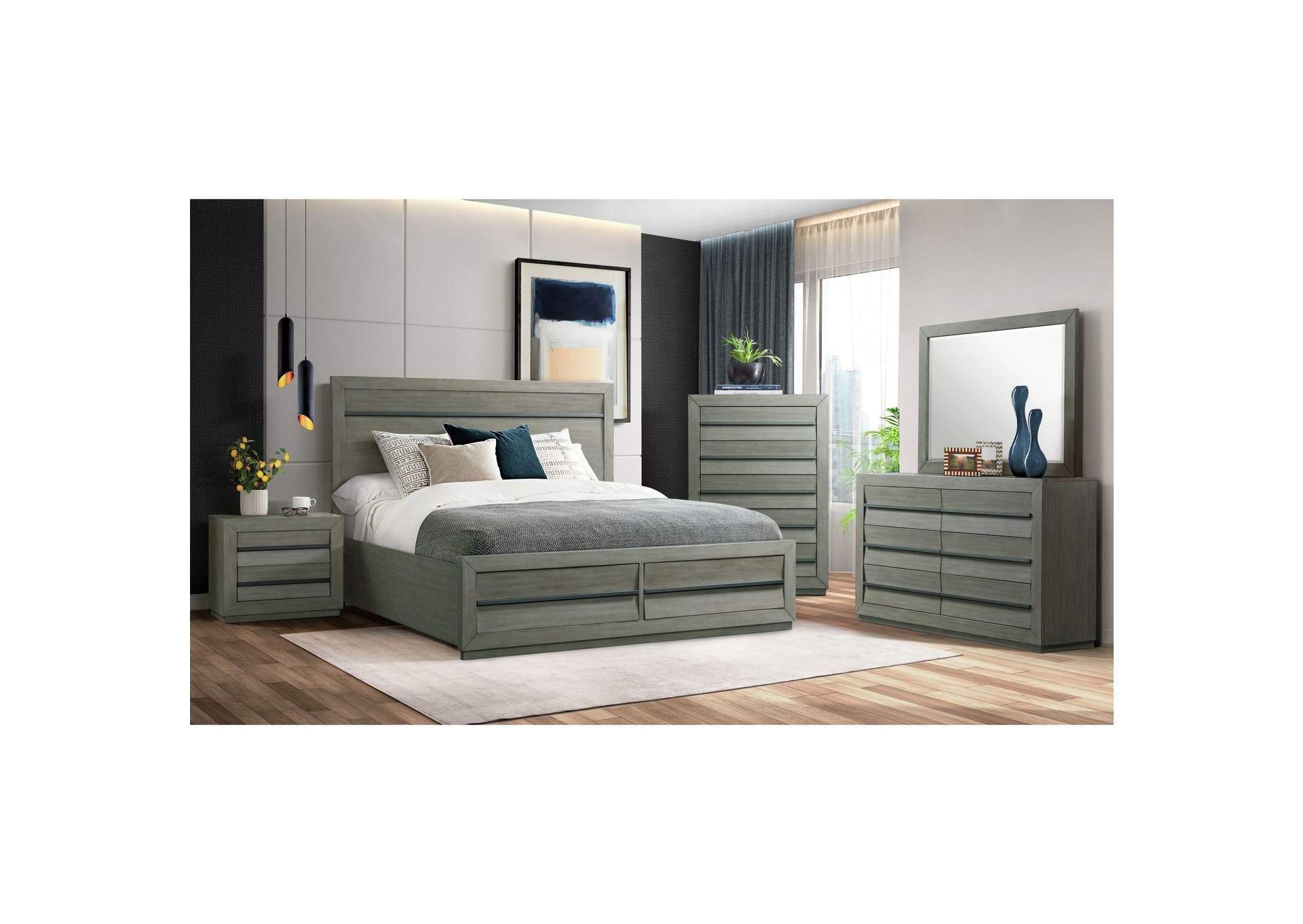 Zig Nightstand With USB Grey image 1