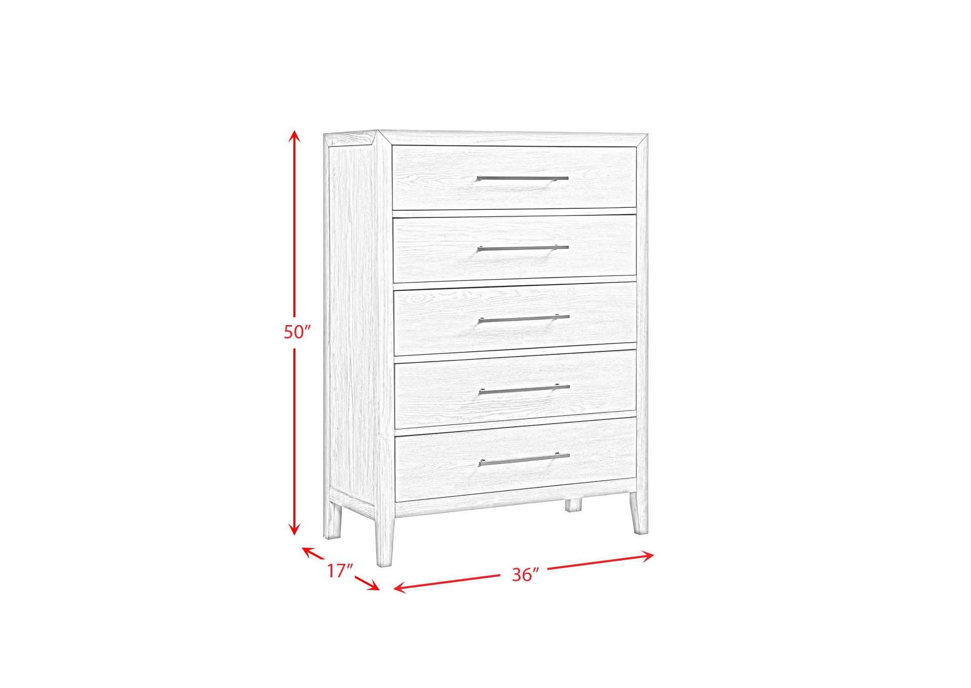 Versailles Contemporary 5 - Drawer Chest In Grey image 7