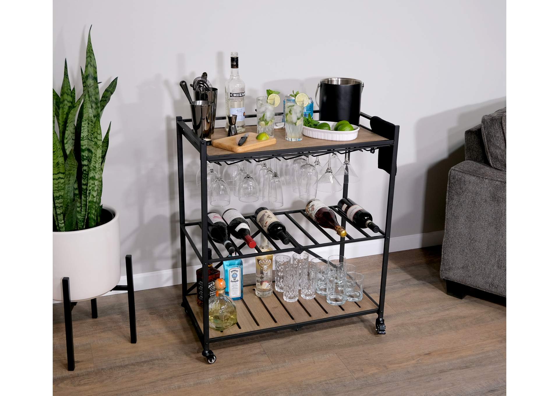 folding bar cart image 5