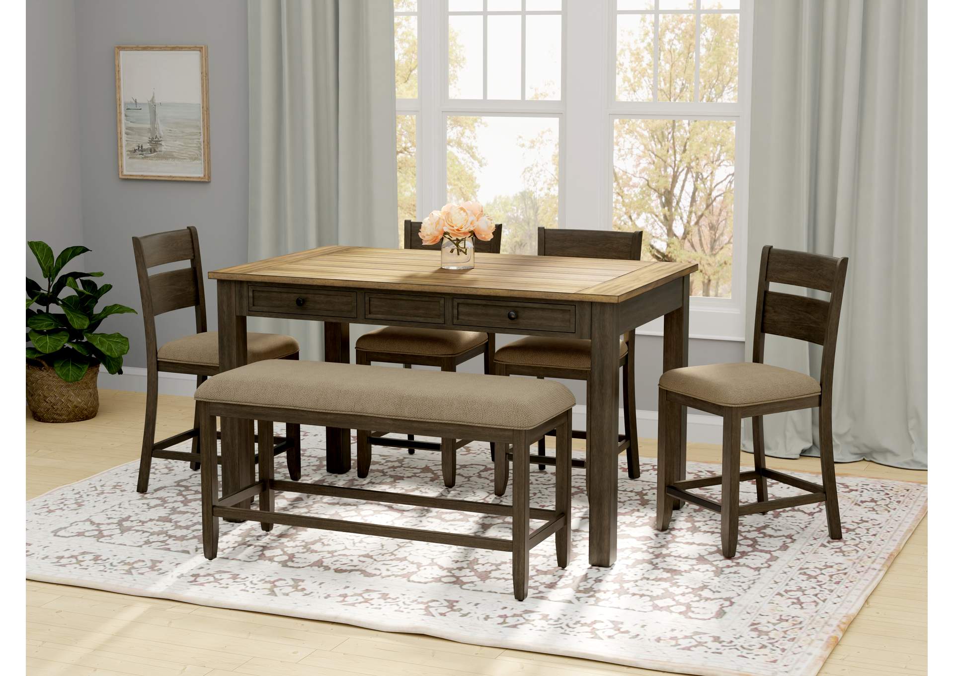 6 piece gathering height table set image 3