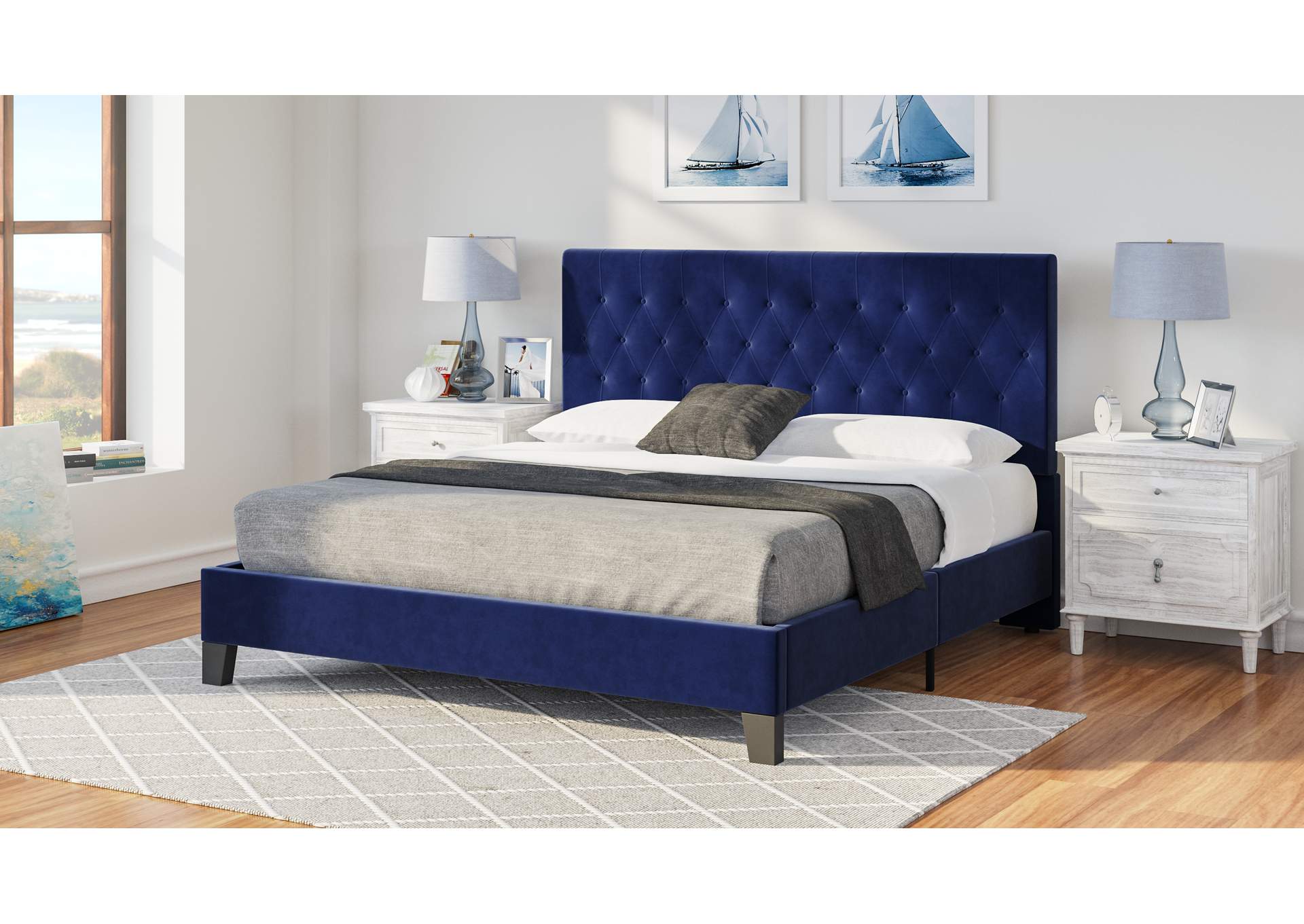 queen upholstered bed image 3