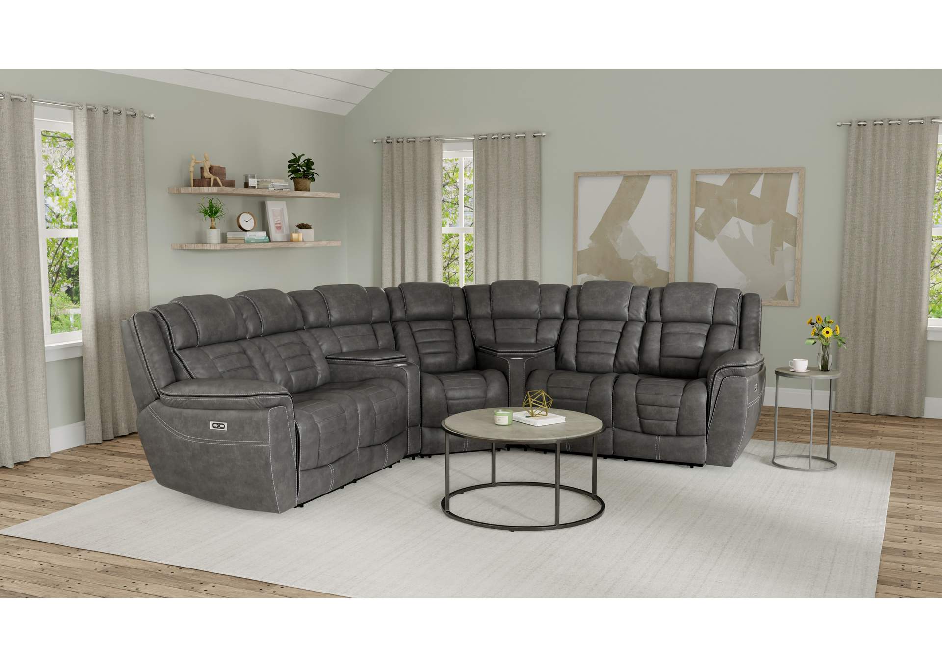 power reclining sectional image 3