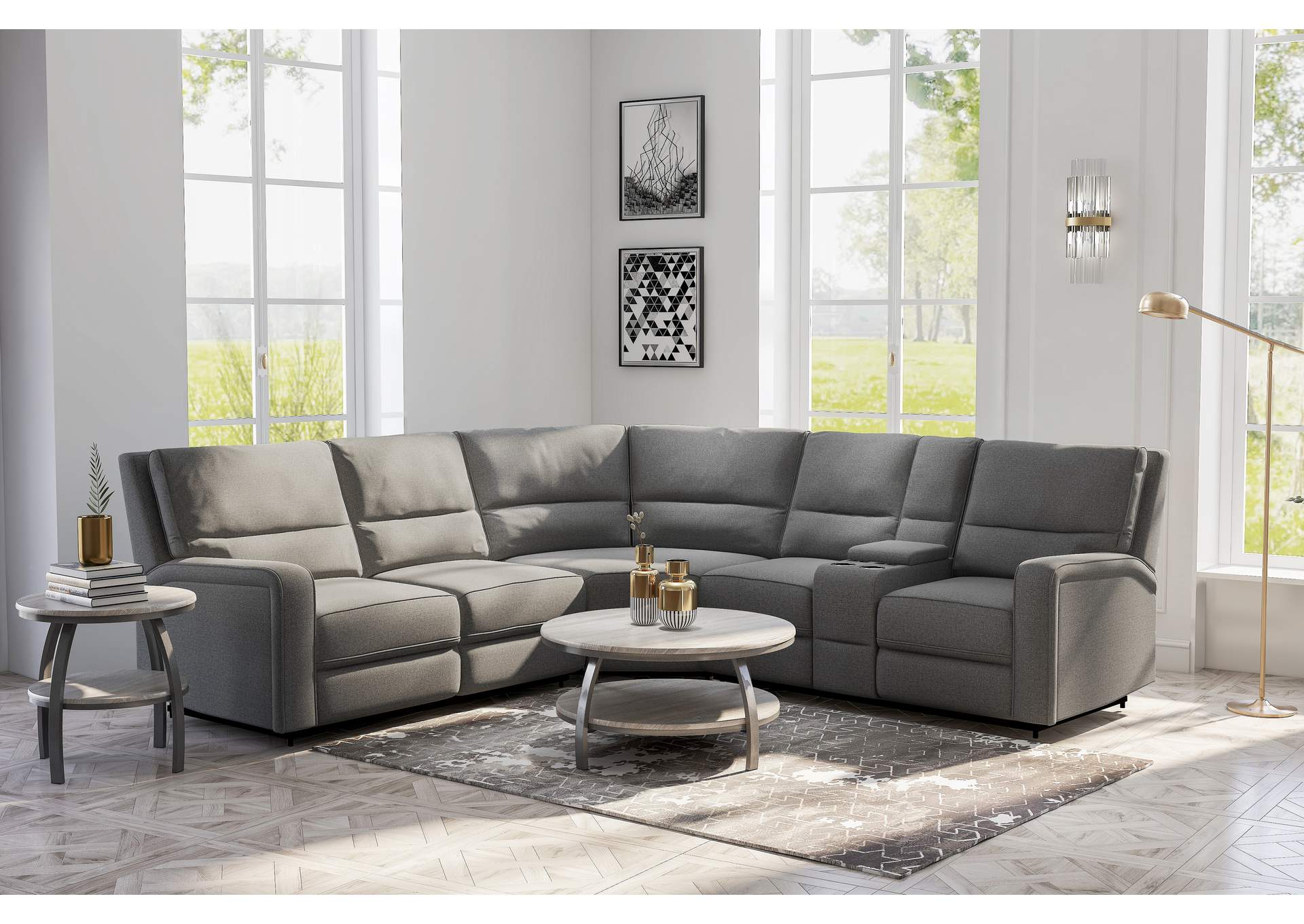 power 3-seat reclining sectional image 3