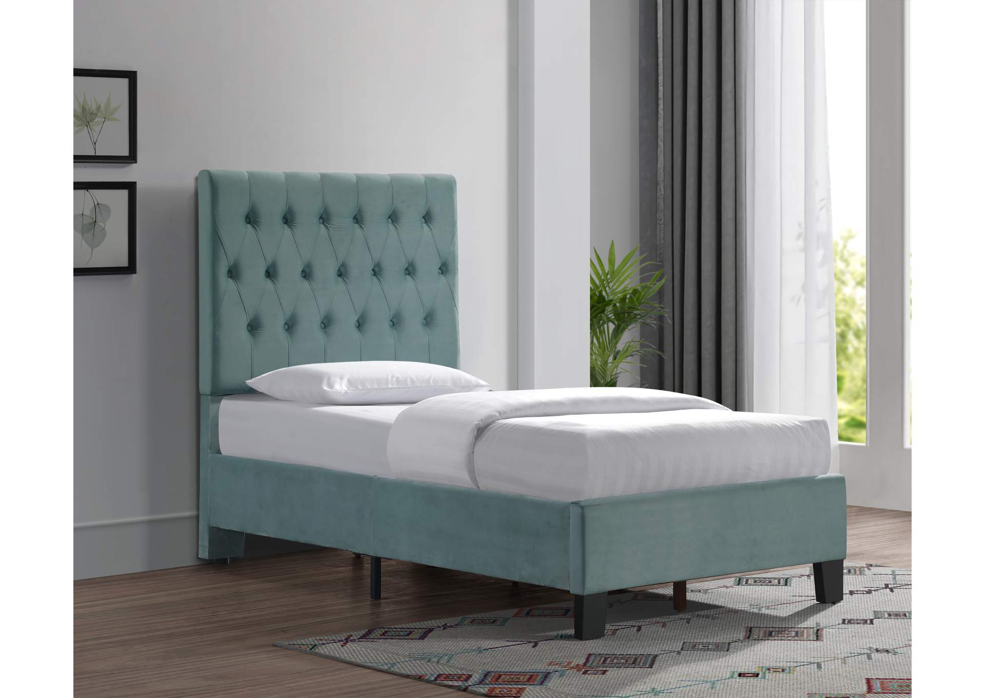 twin upholstered bed image 3