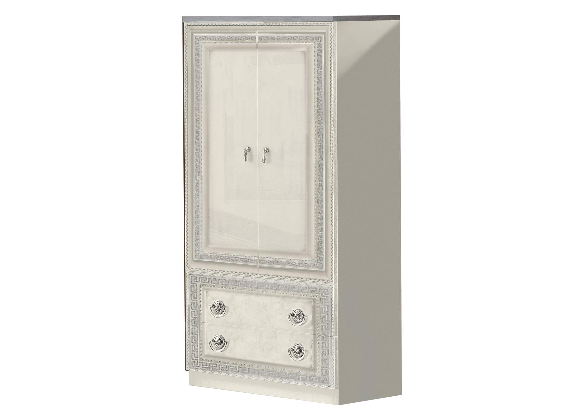 Aida White with Silver 2-door Wardrobe image 1