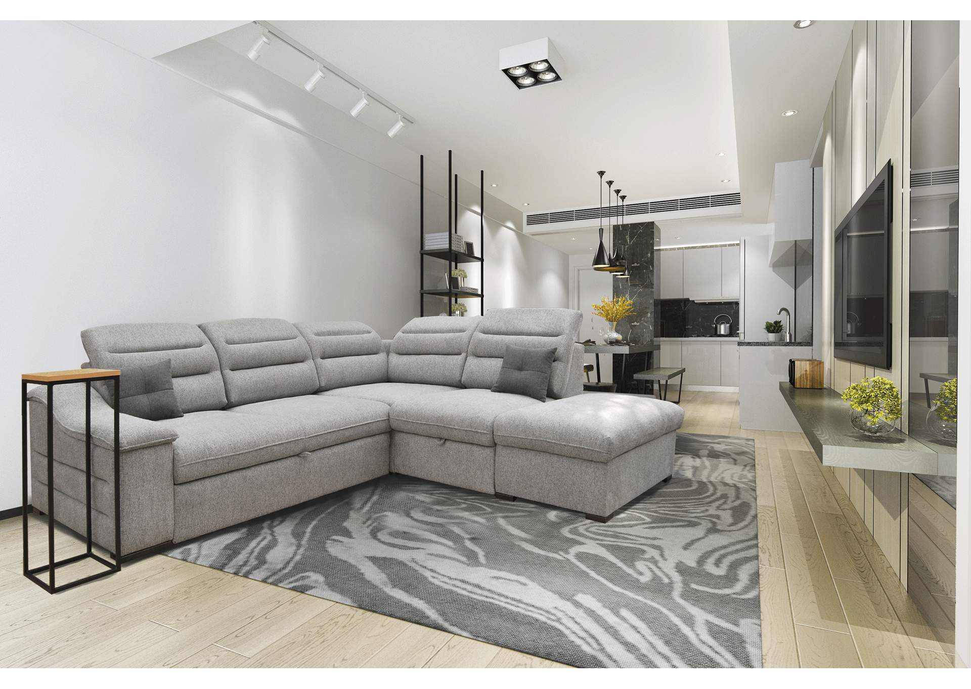 Oliver Sectional Right with Bed And Storage image 1