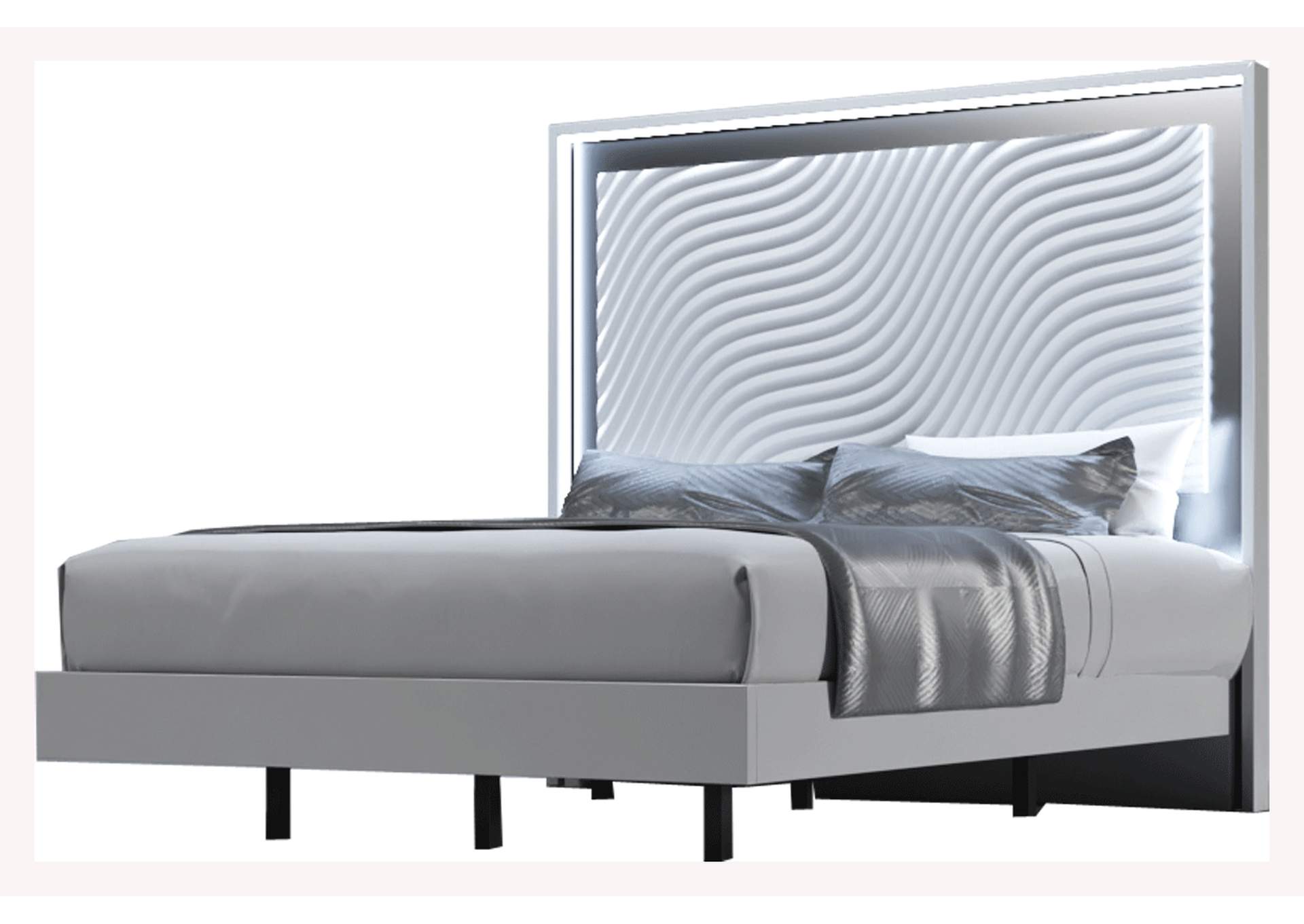 Wave Queen Size Bed with Light image 1
