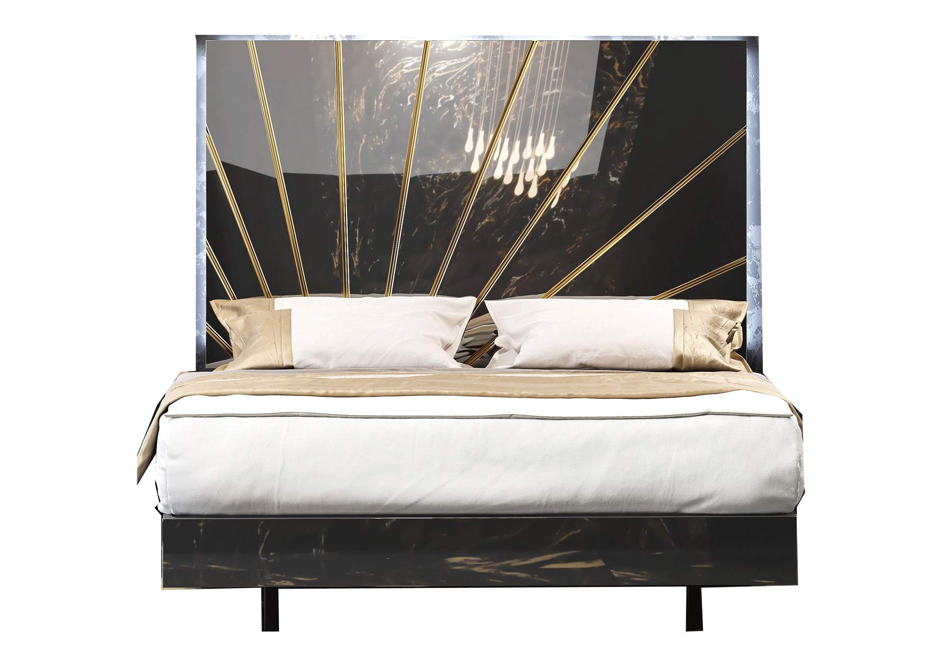 Oro Black King Bed with Light image 1