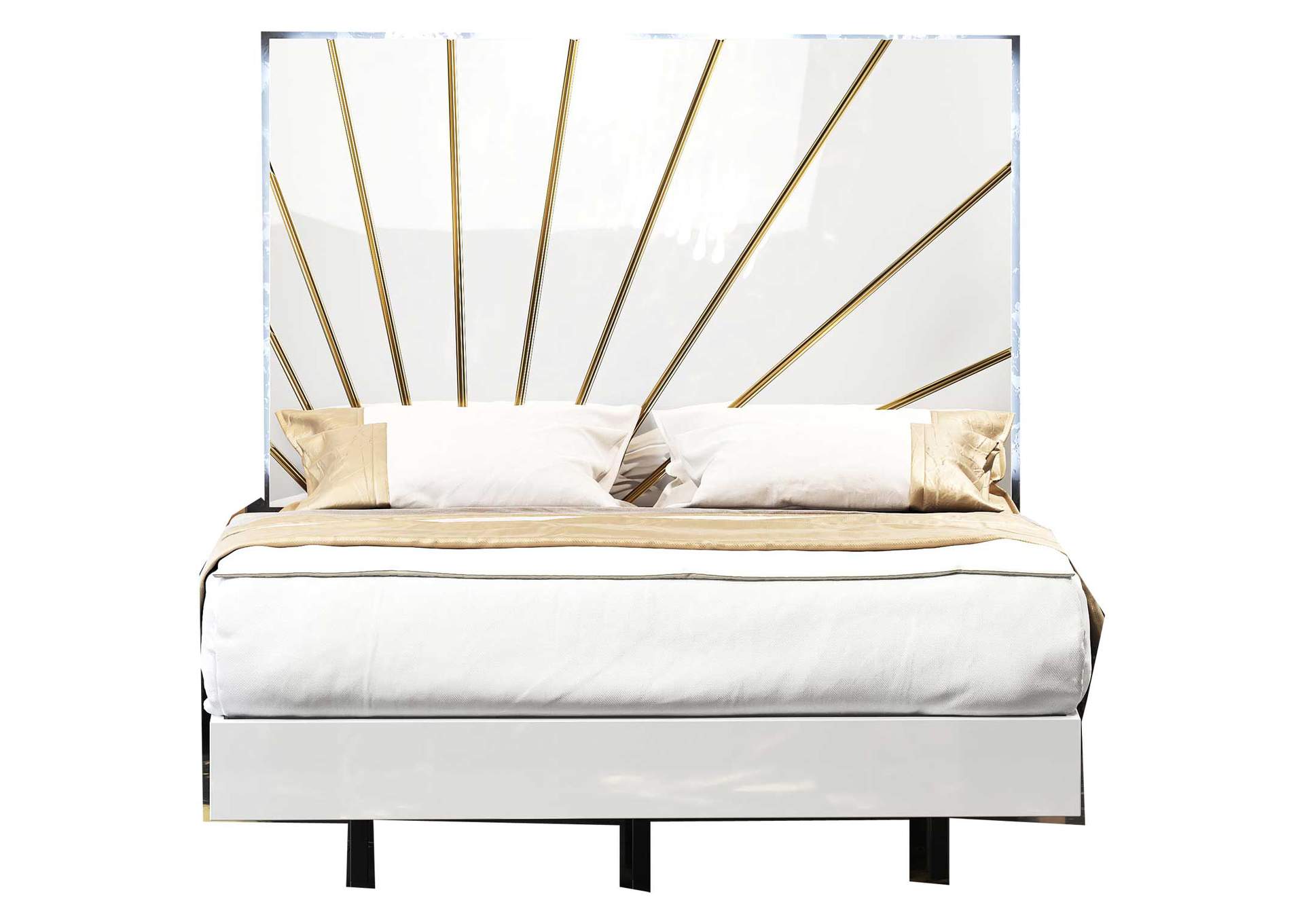 Oro White King Bed with Light image 1