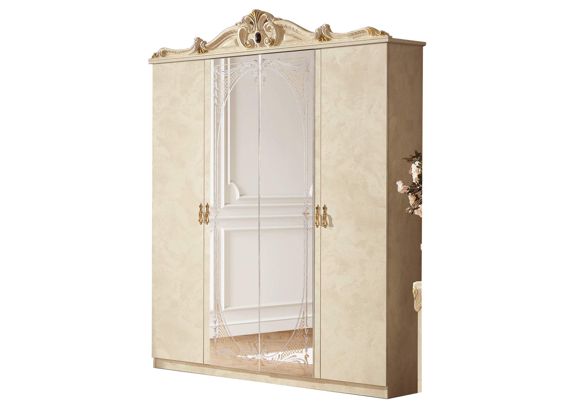 Barocco 4 Door Dresser Ivory image 1