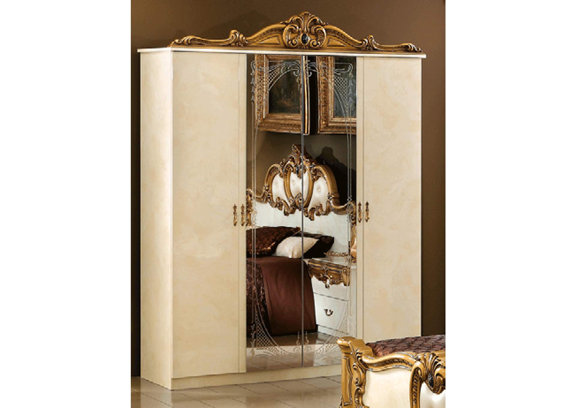 Barocco Ivory Gold 4-door Wardrobe