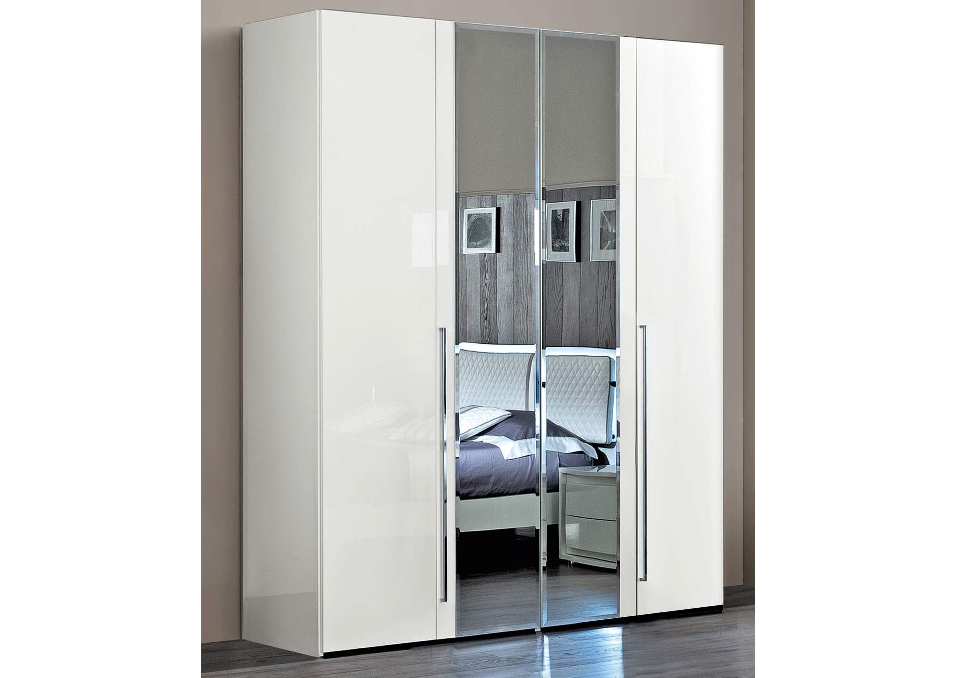 Dama Bianca 4 Doors Wardrobe with 2 Mirrors image 1